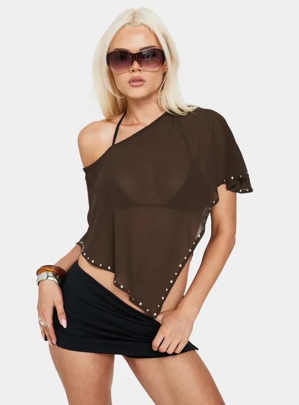 Safe Space Sheer Poncho Brown made by Princess Polly