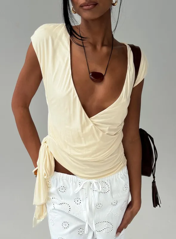 Clock Ticking Cinched Top Cream made by Princess Polly