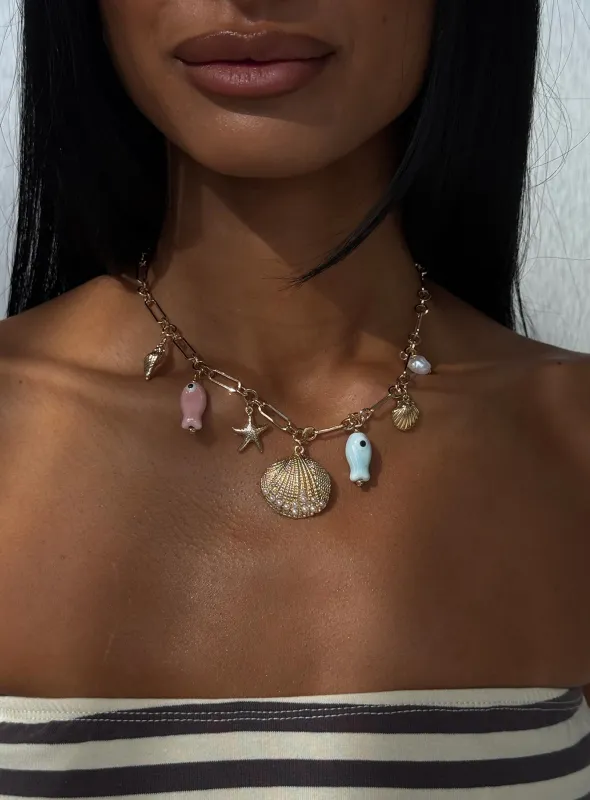 Solar Fever Charm Necklace Gold made by Princess Polly