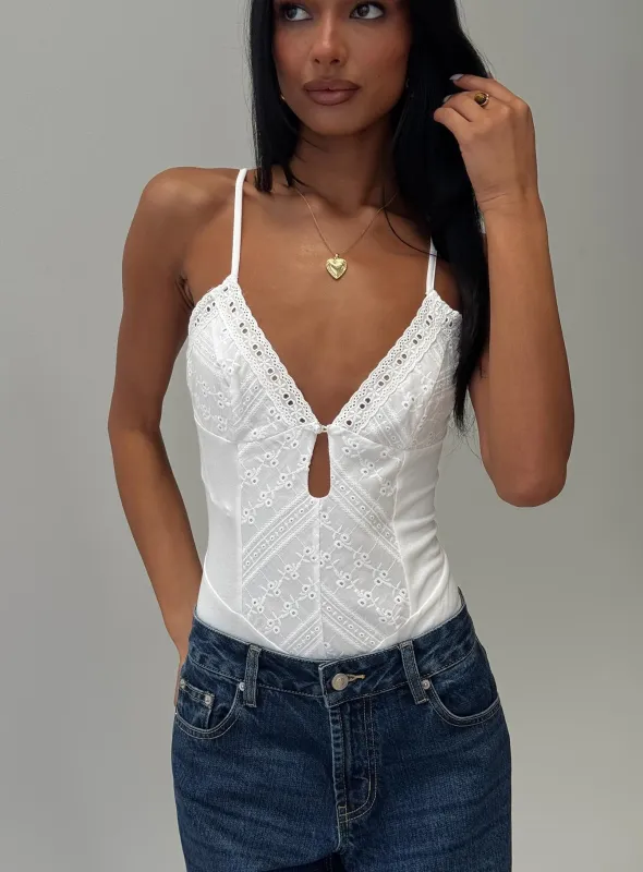 Nerisse Keyhole Bodysuit White made by Princess Polly