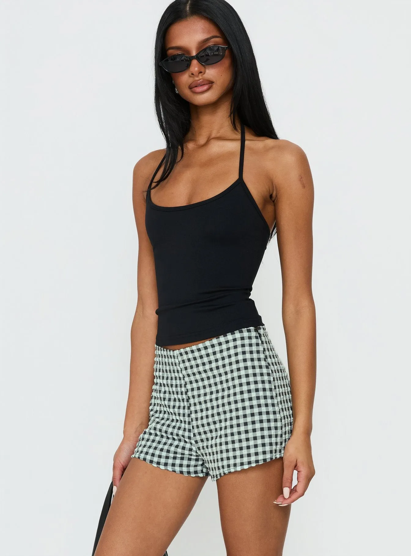 Sarajane Seer Sucker Shorts Blue Check sold by Princess Polly product image thumbnail 3