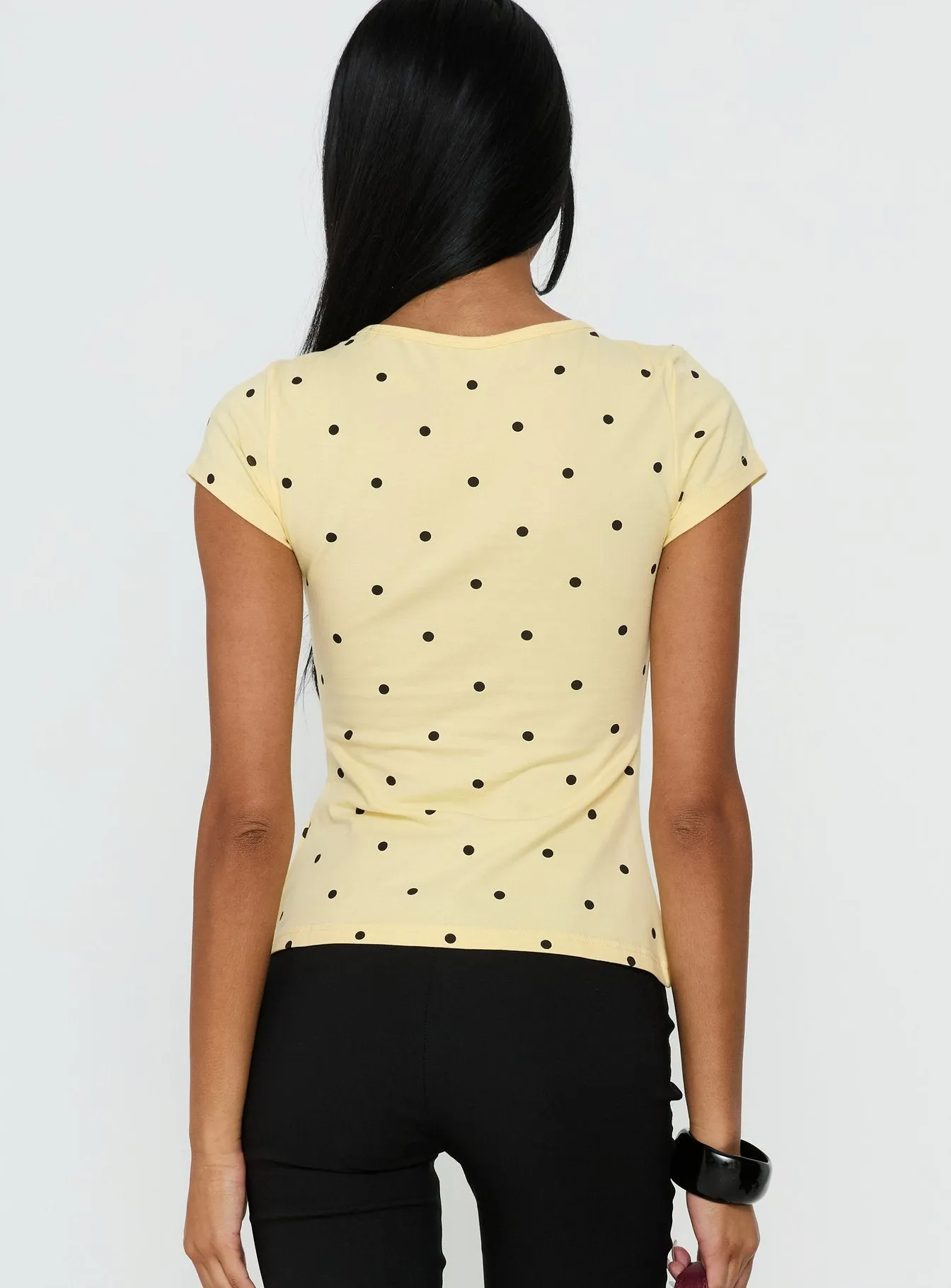Darling Girl Graphic Top Yellow Polka Dot sold by Princess Polly product image thumbnail 5