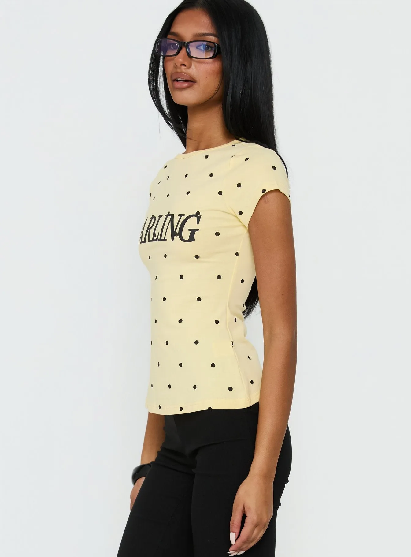Darling Girl Graphic Top Yellow Polka Dot sold by Princess Polly product image thumbnail 4
