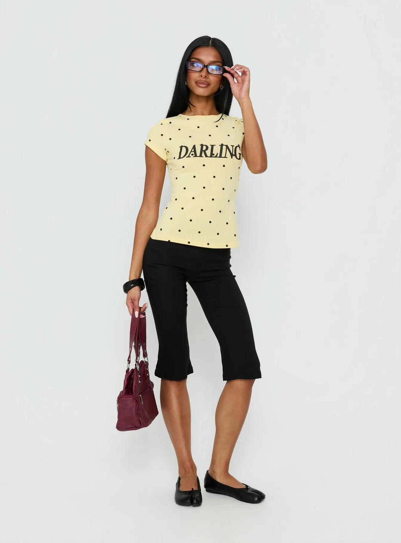 Darling Girl Graphic Top Yellow Polka Dot sold by Princess Polly product image thumbnail 3