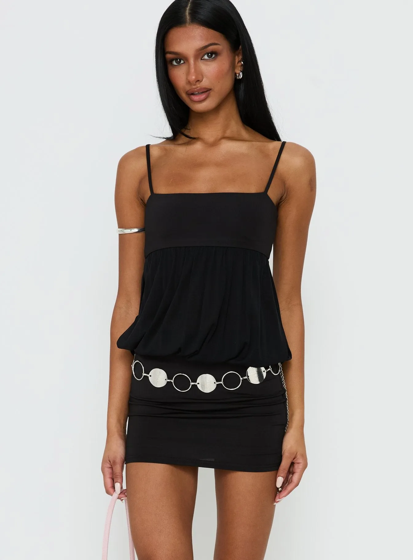 Franciska Sheer Blouson Mini Dress Black sold by Princess Polly product image thumbnail 2
