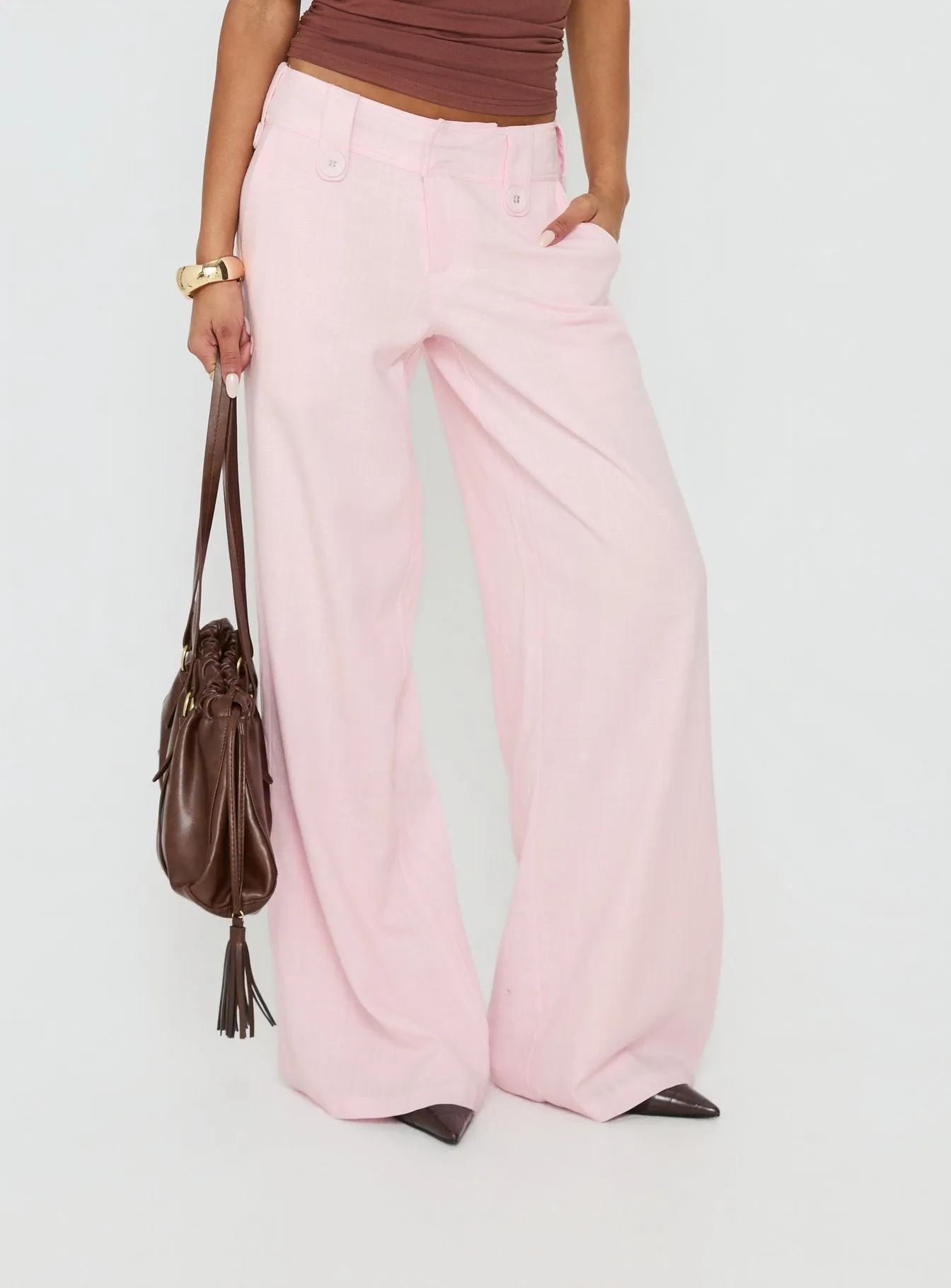 Pedra Wide Leg Pant Pink sold by Princess Polly