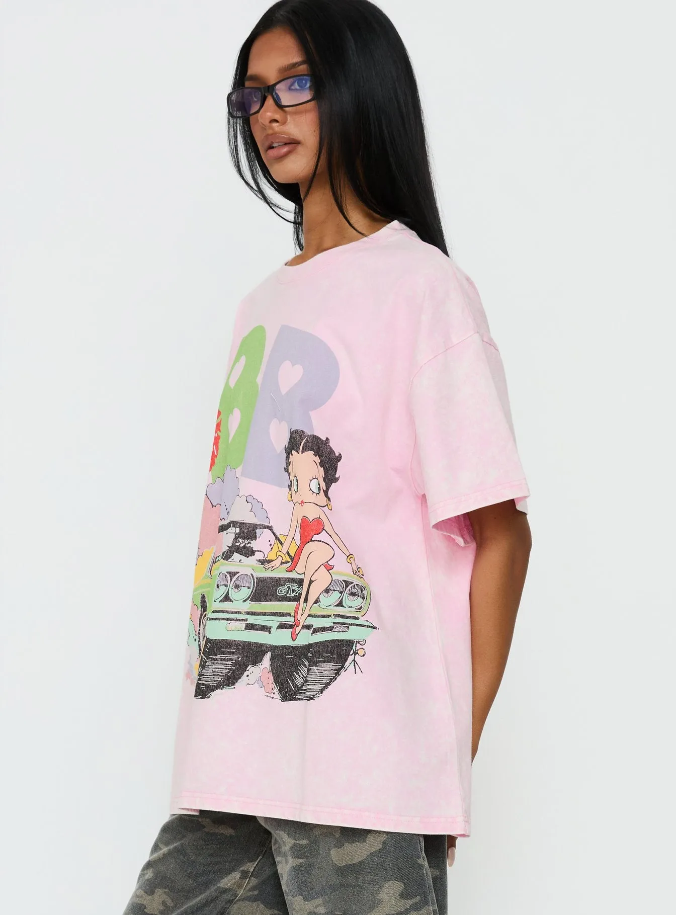 Betty Boop Speedracer Oversized Graphic Tee Washed Pink sold by Princess Polly product image thumbnail 3
