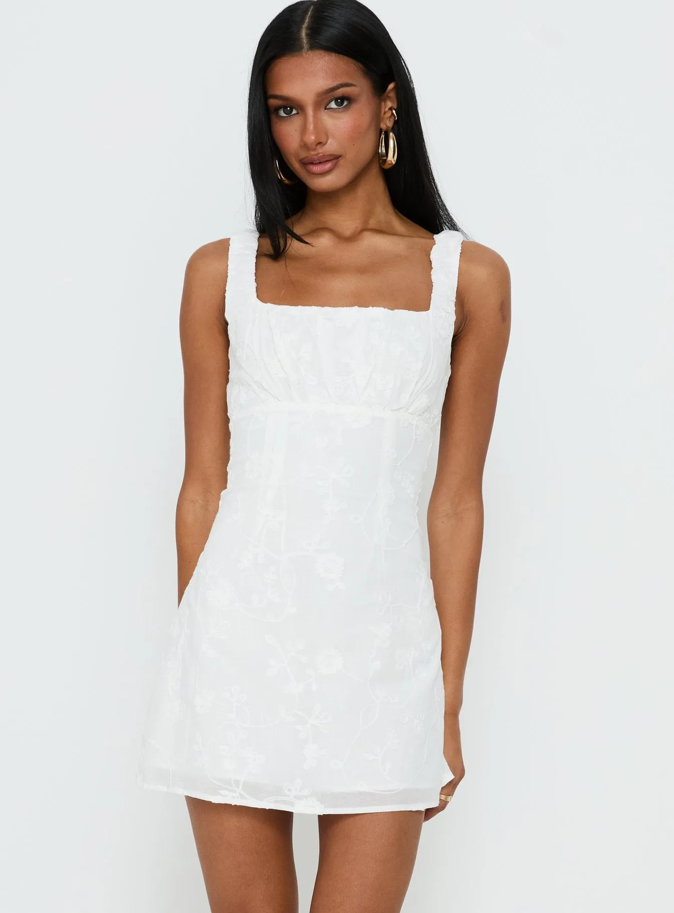 Donnamarie Embroidered Mini Dress White sold by Princess Polly product image thumbnail 2
