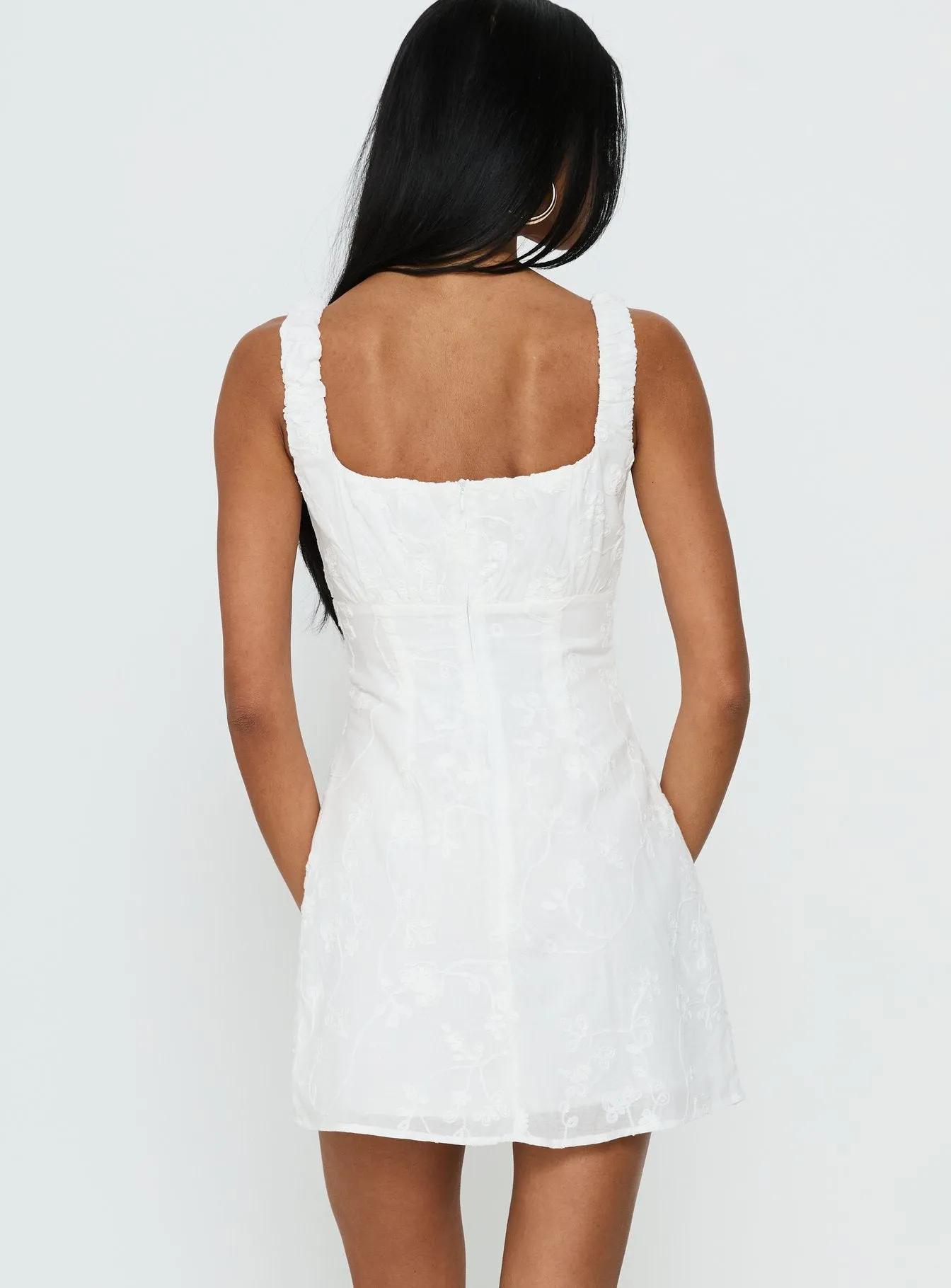 Donnamarie Embroidered Mini Dress White sold by Princess Polly product image thumbnail 5