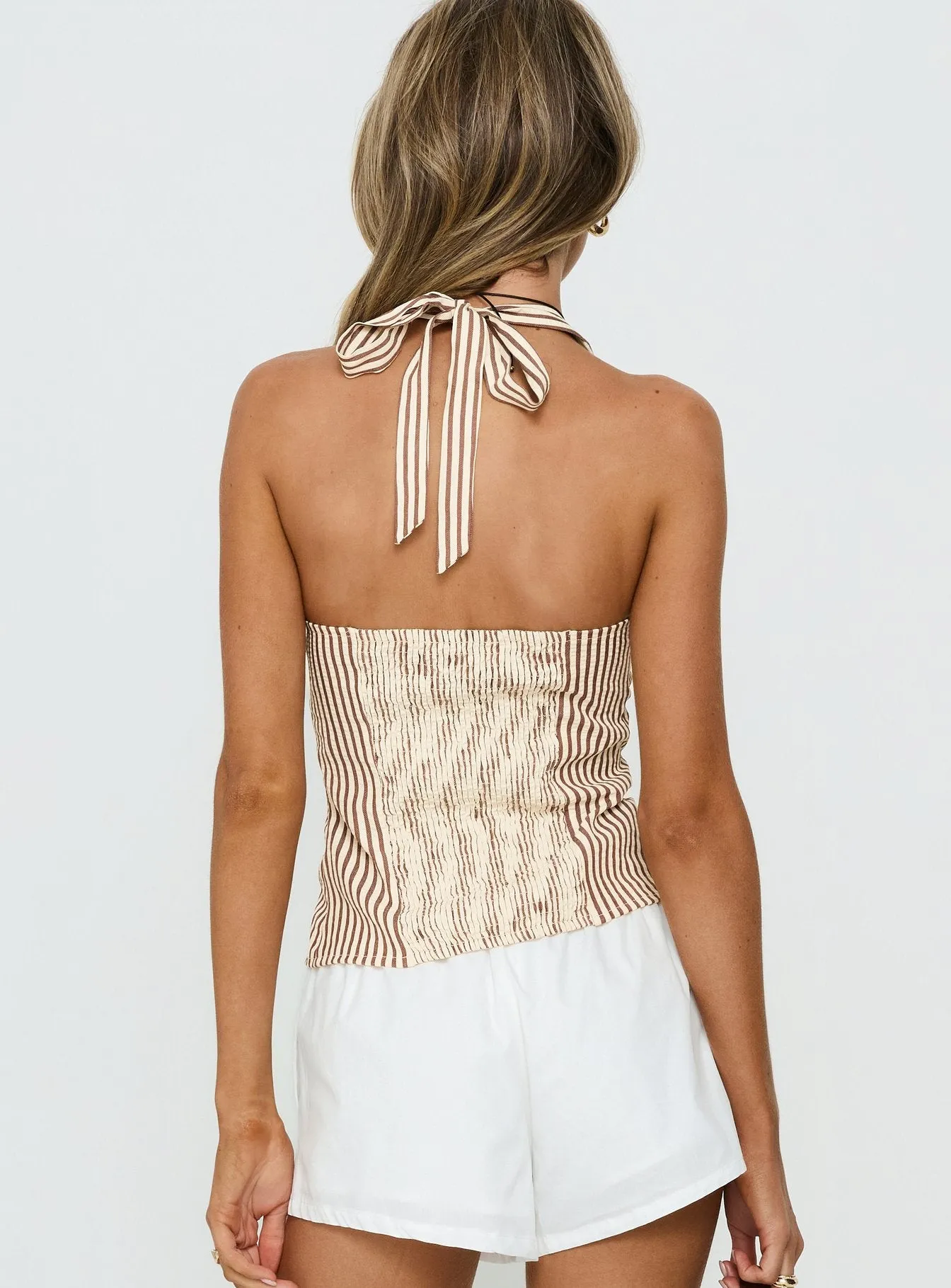Old Friend Halter Top Chocolate Stripe sold by Princess Polly product image thumbnail 5