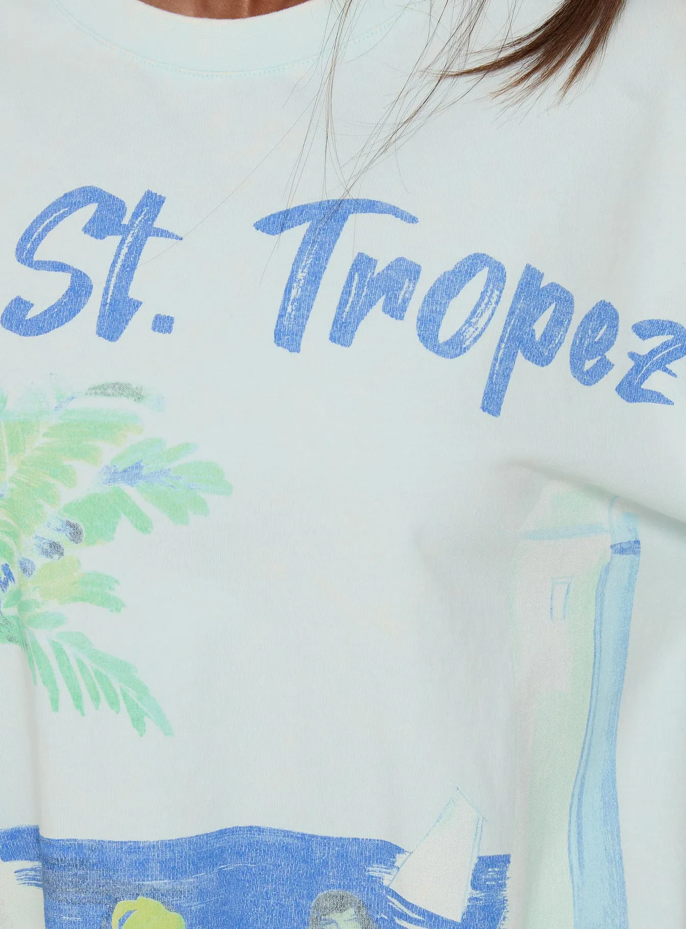 St Tropez Postcards Oversized Graphic Tee Washed Blue sold by Princess Polly product image thumbnail 5