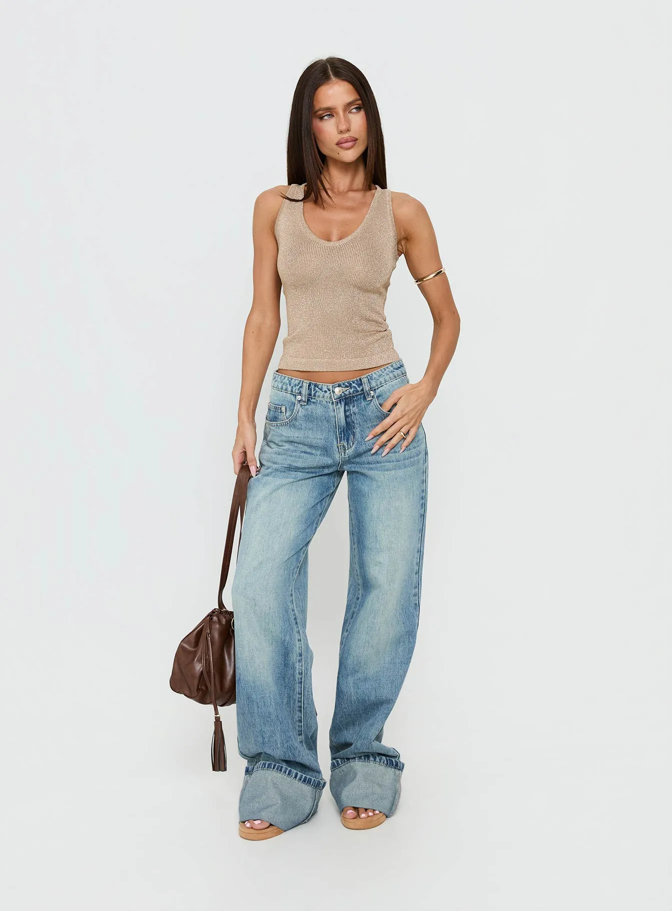 How To Live Tank Top Gold Glitter sold by Princess Polly product image thumbnail 2