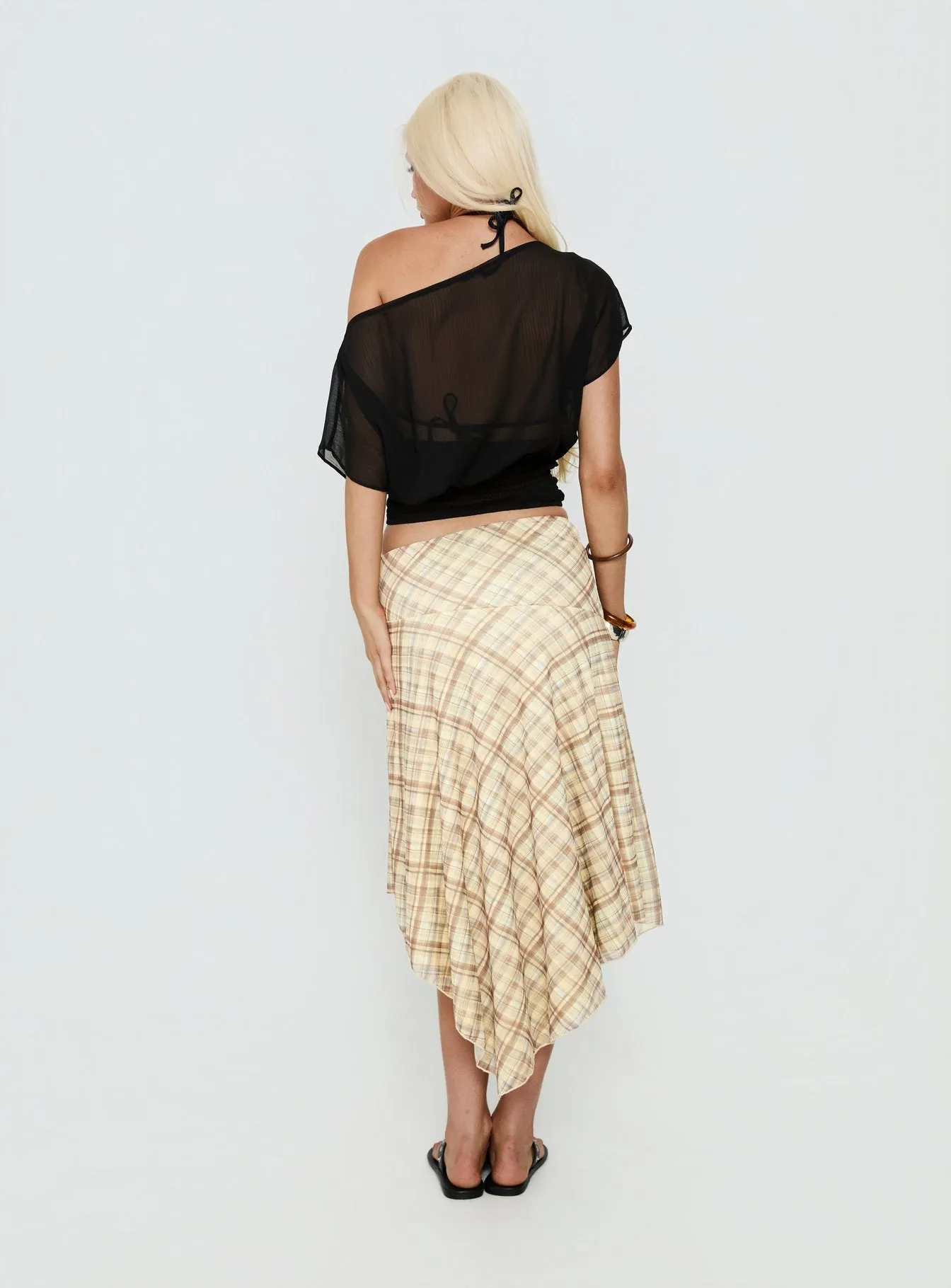 Dulciana High Split Asymmetrical Midi Skirt Multi Check sold by Princess Polly product image thumbnail 4