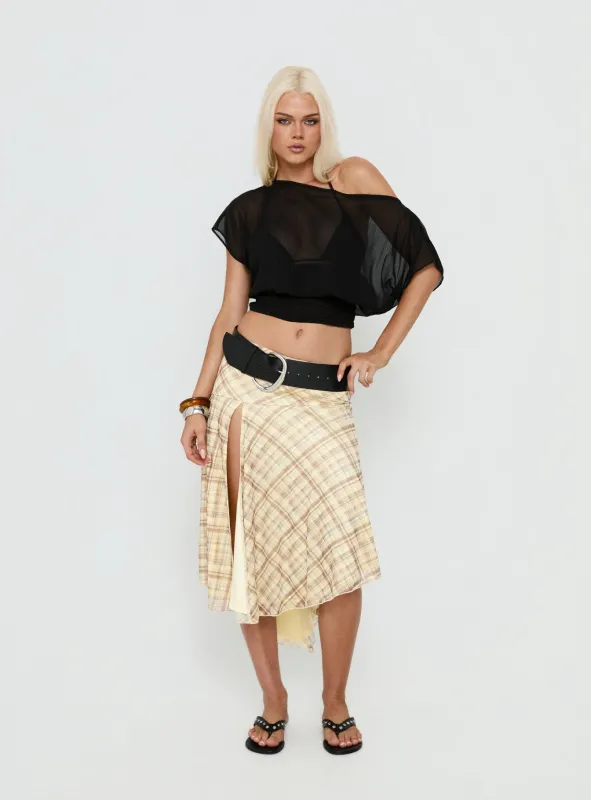 Dulciana High Split Asymmetrical Midi Skirt Multi Check made by Princess Polly