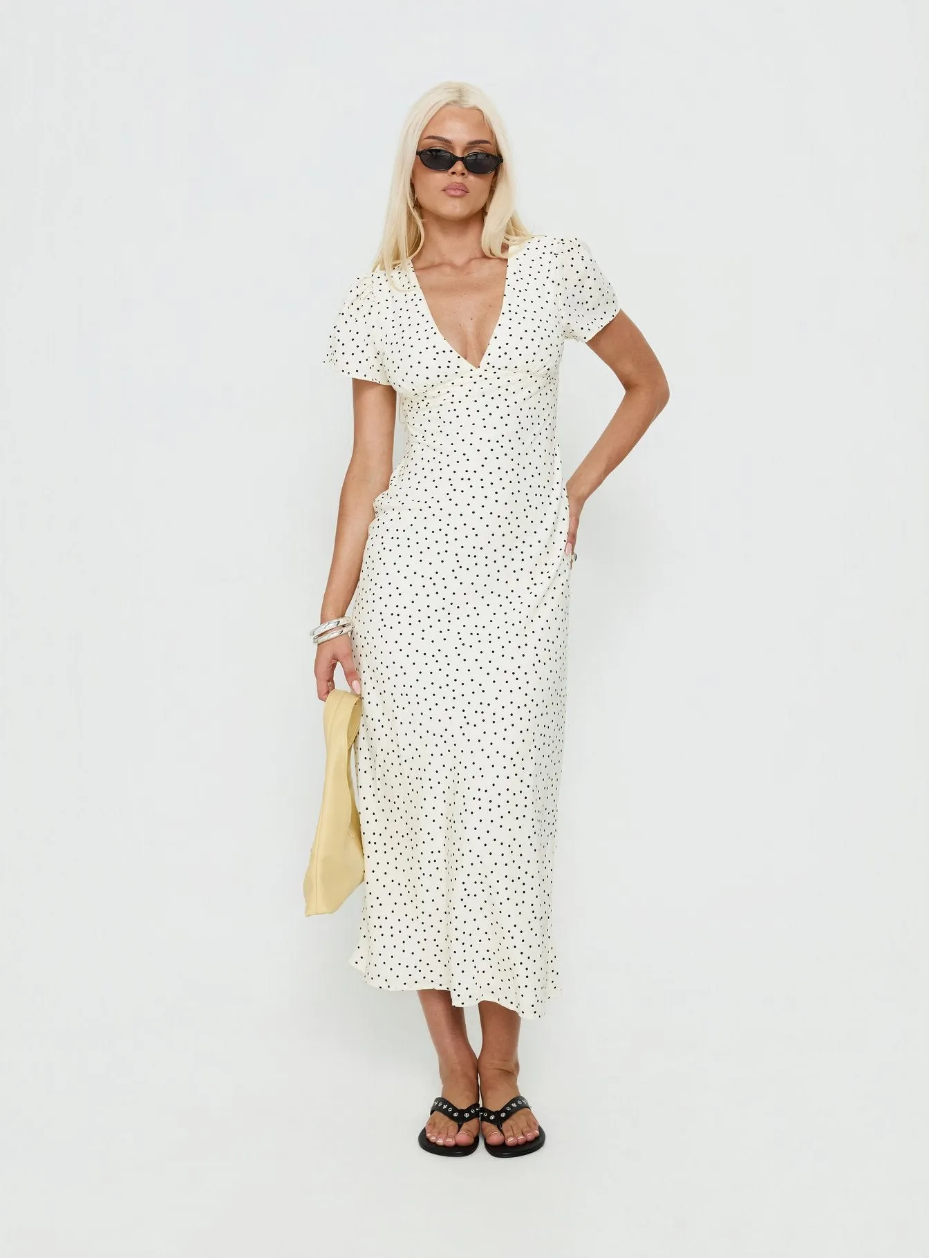 Mareiko V Neck Maxi Dress Cream Polka Dot sold by Princess Polly product image thumbnail 3