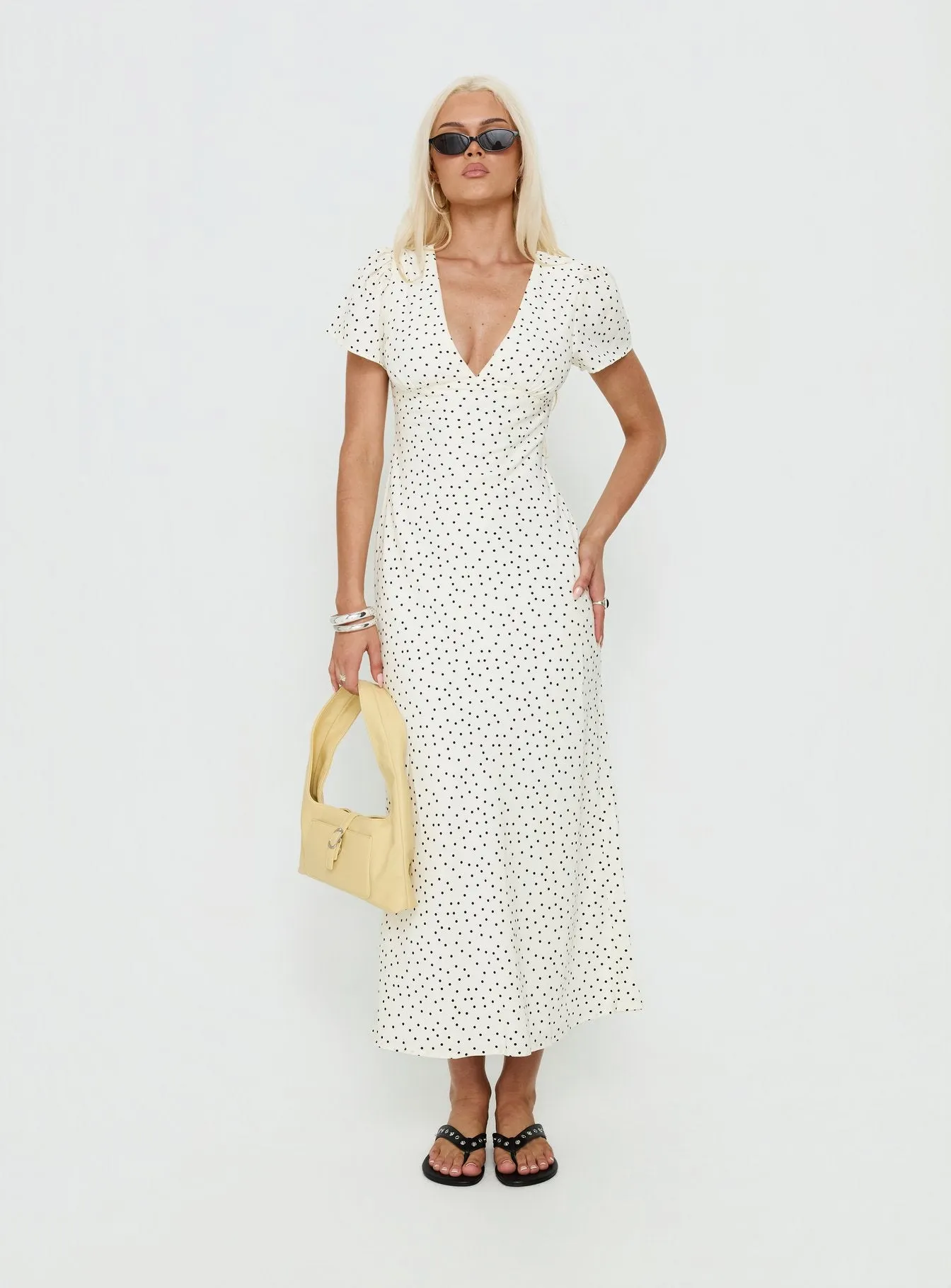 Mareiko V Neck Maxi Dress Cream Polka Dot sold by Princess Polly product image thumbnail 2