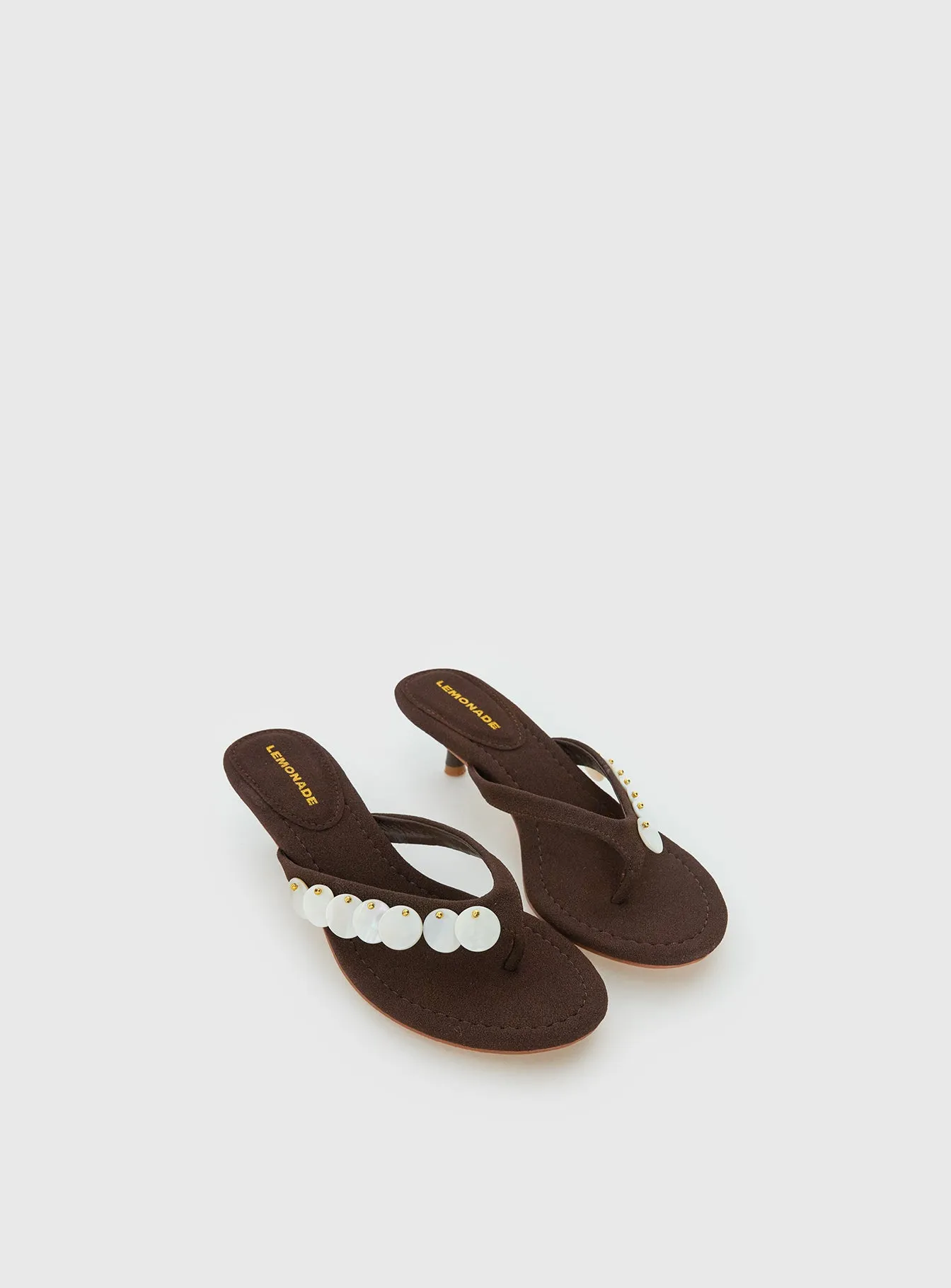 Ginnia Shell Detail Thong Heels Chocolate sold by Princess Polly product image thumbnail 5