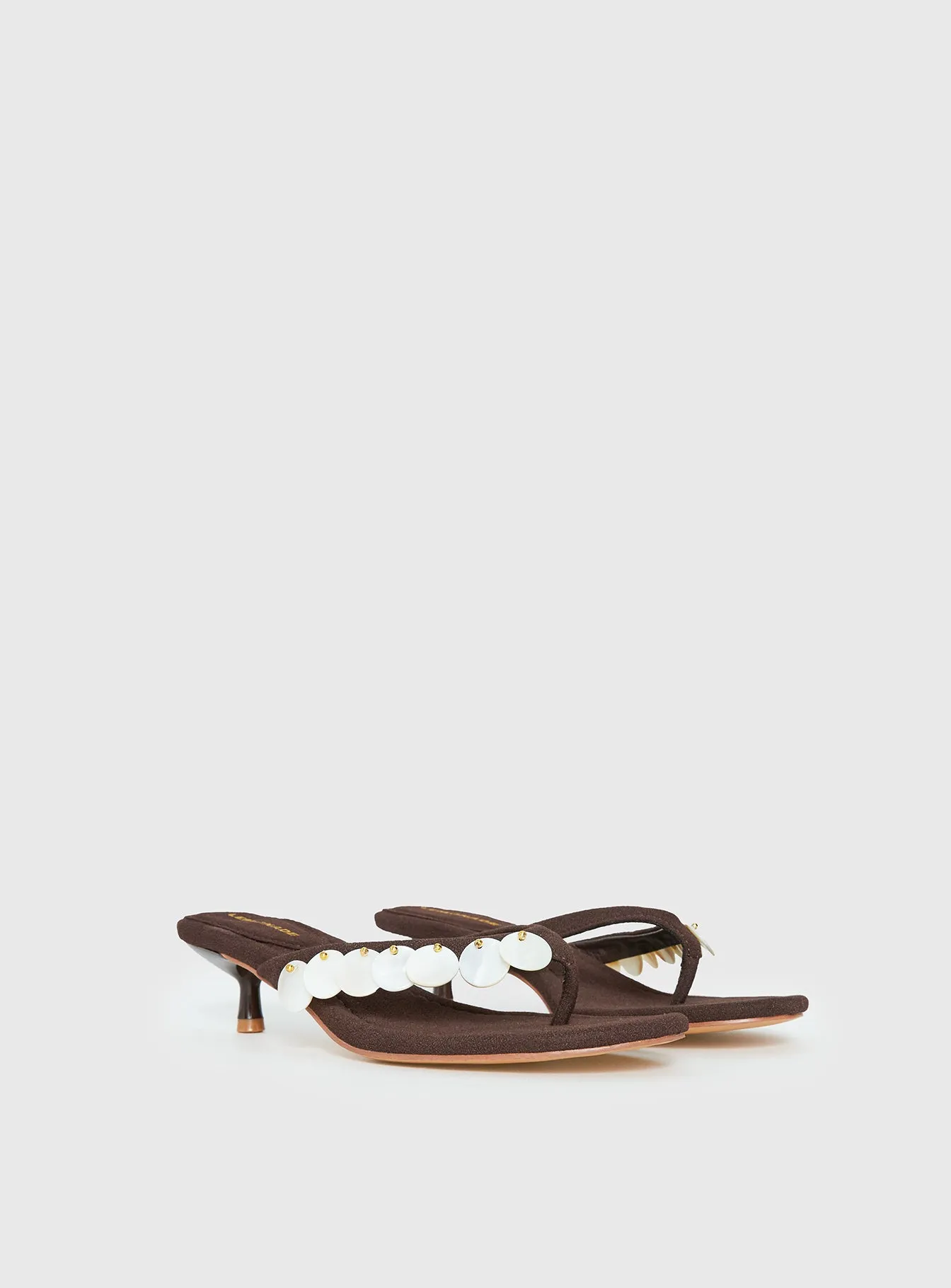 Ginnia Shell Detail Thong Heels Chocolate sold by Princess Polly product image thumbnail 2