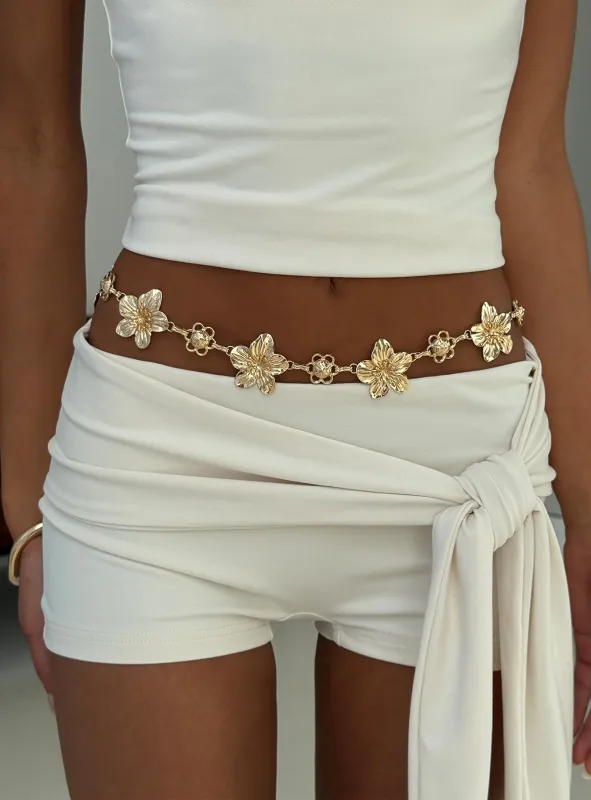 Orvena Floral Chain Belt Gold made by Princess Polly