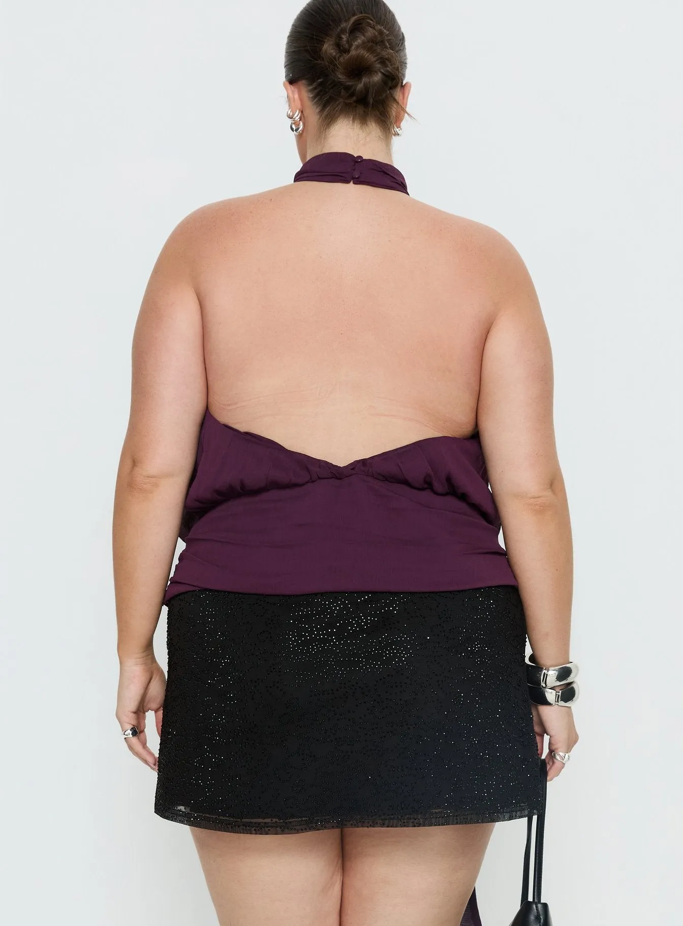 Faythe High Neck Tie Top Berry Curve sold by Princess Polly product image thumbnail 4