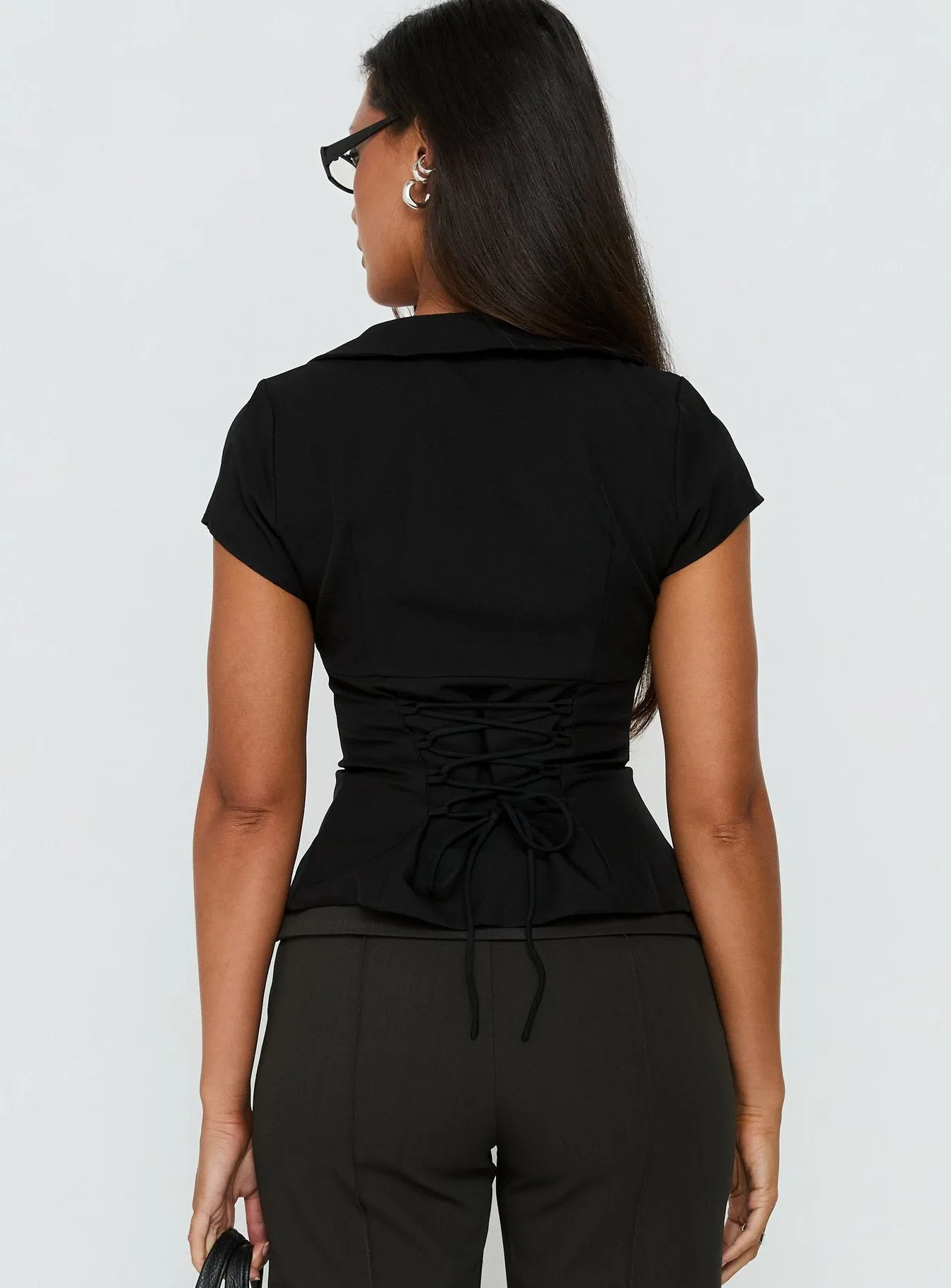 Alexandrea Plunge Button Up Top Black sold by Princess Polly product image thumbnail 5