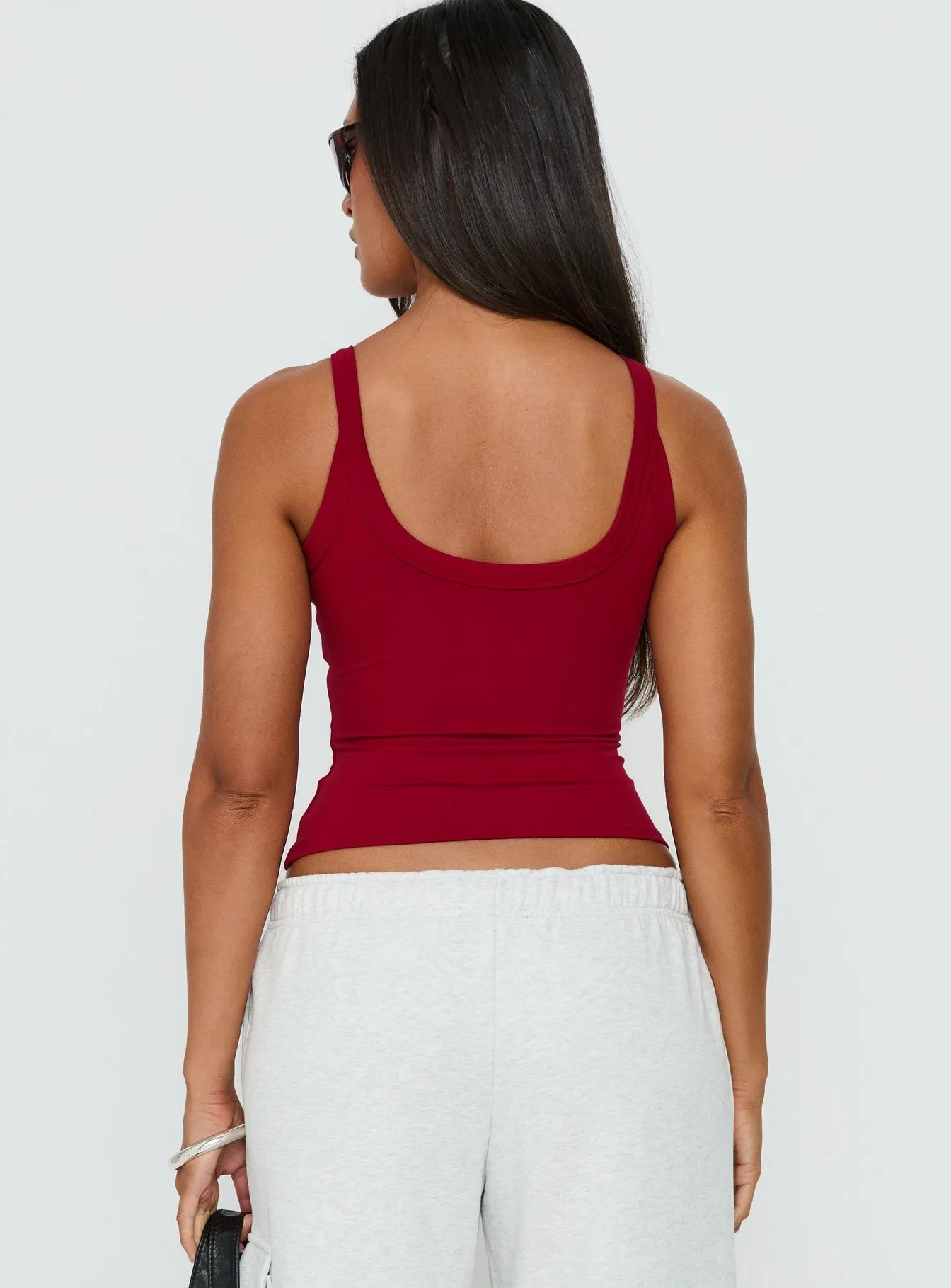 Kasper Cinched Longline Tank Top Wine sold by Princess Polly product image thumbnail 5