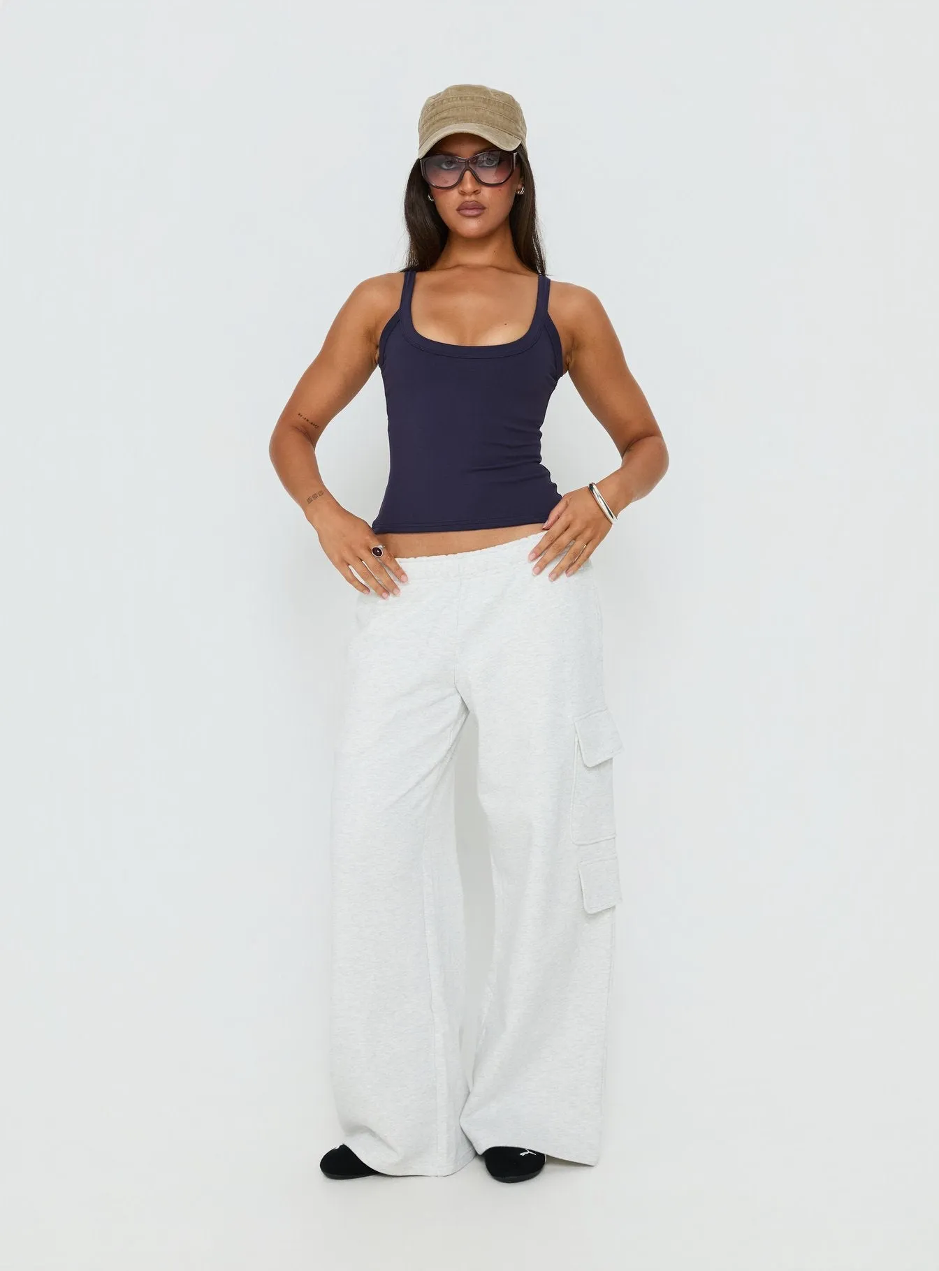 Kasper Cinched Longline Tank Top Navy sold by Princess Polly product image thumbnail 3