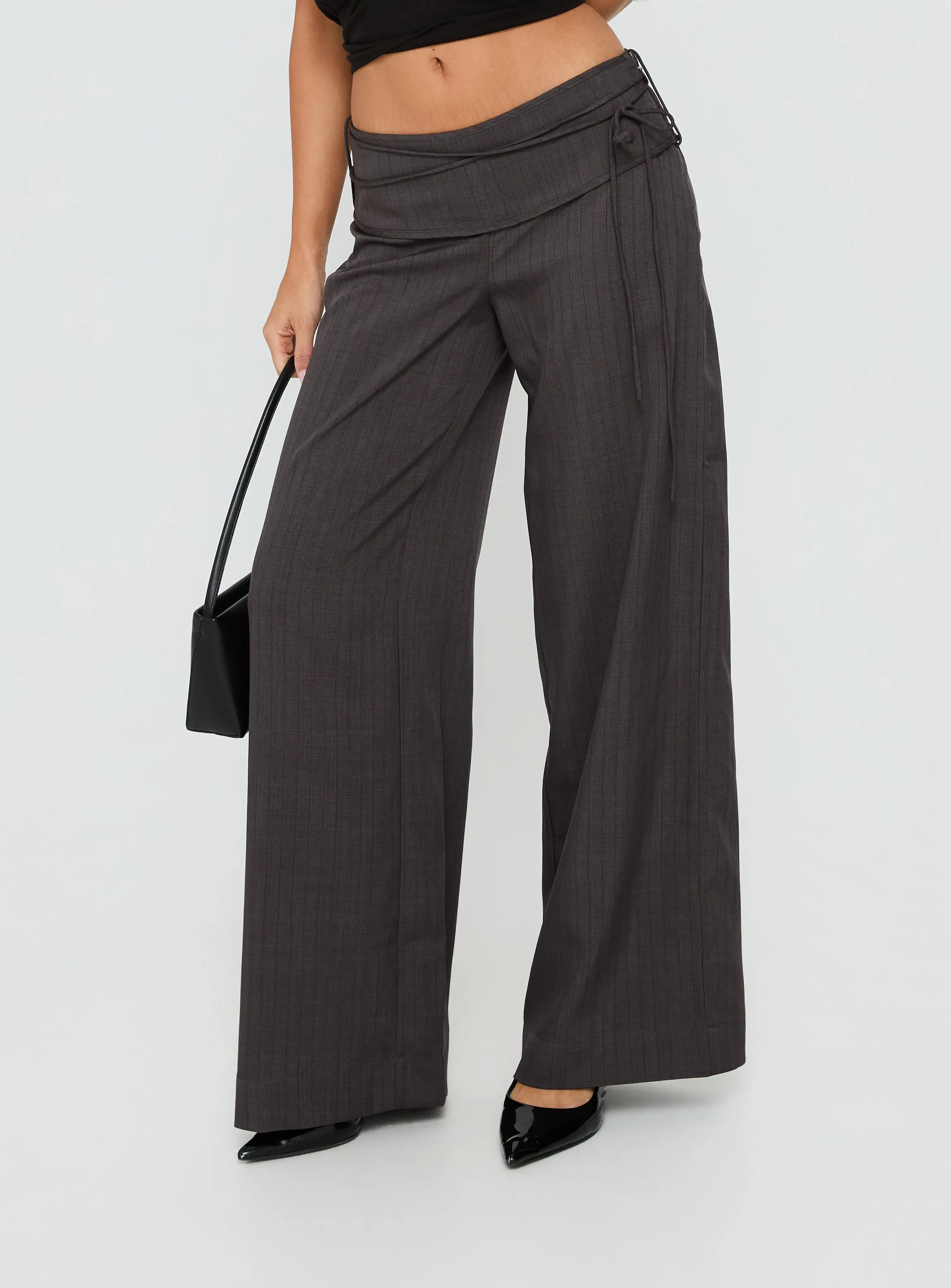 Silver Moon Tie Pants Charcoal sold by Princess Polly product image thumbnail 2