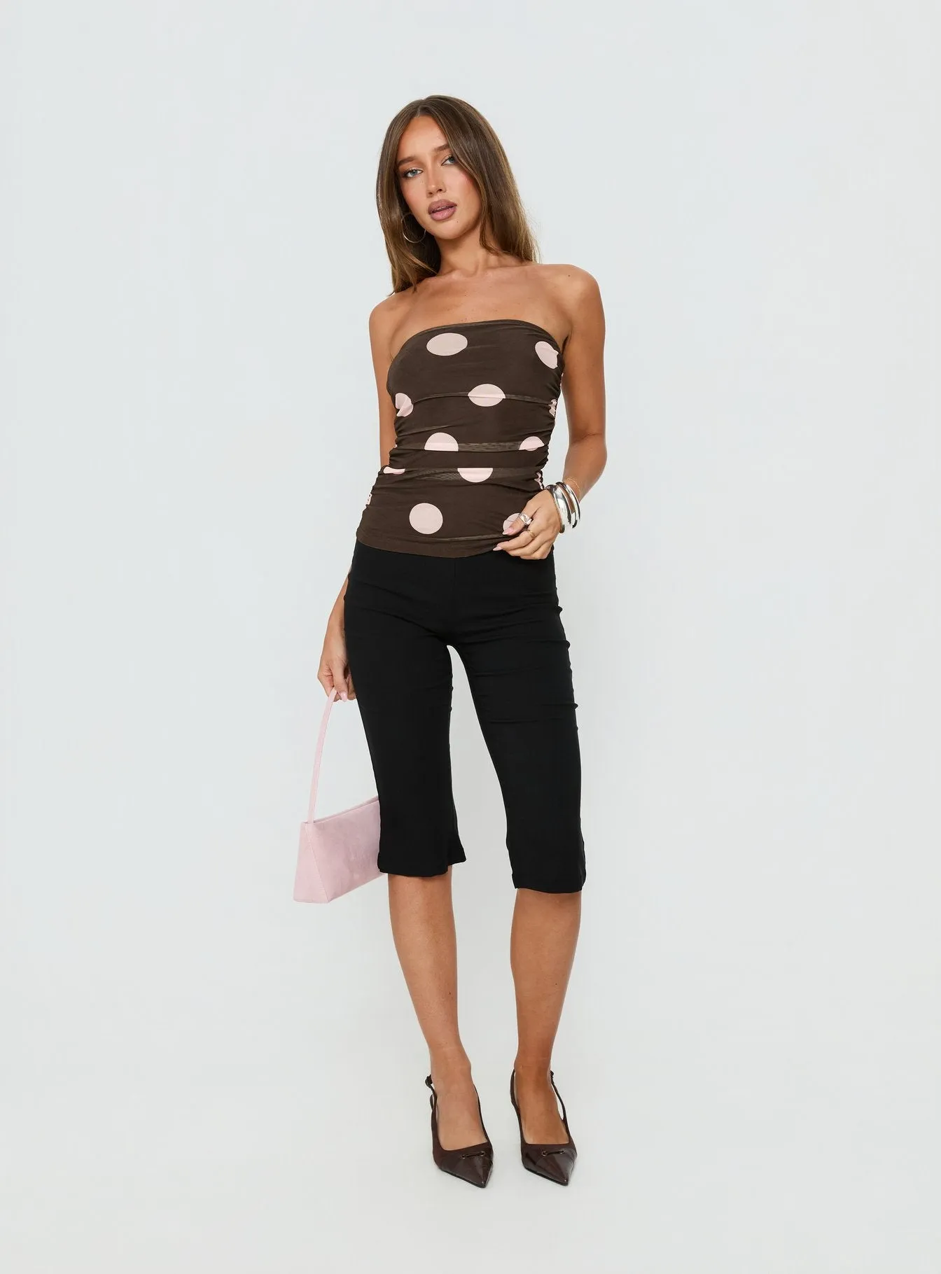 Act Natural Strapless Top Brown / Pink Polka sold by Princess Polly product image thumbnail 3