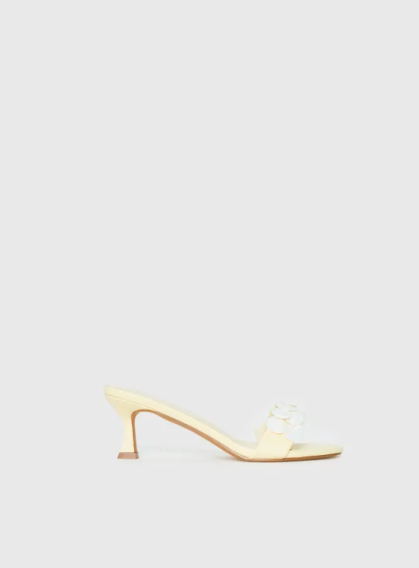 Early Pop Sequin Heels Yellow made by Princess Polly