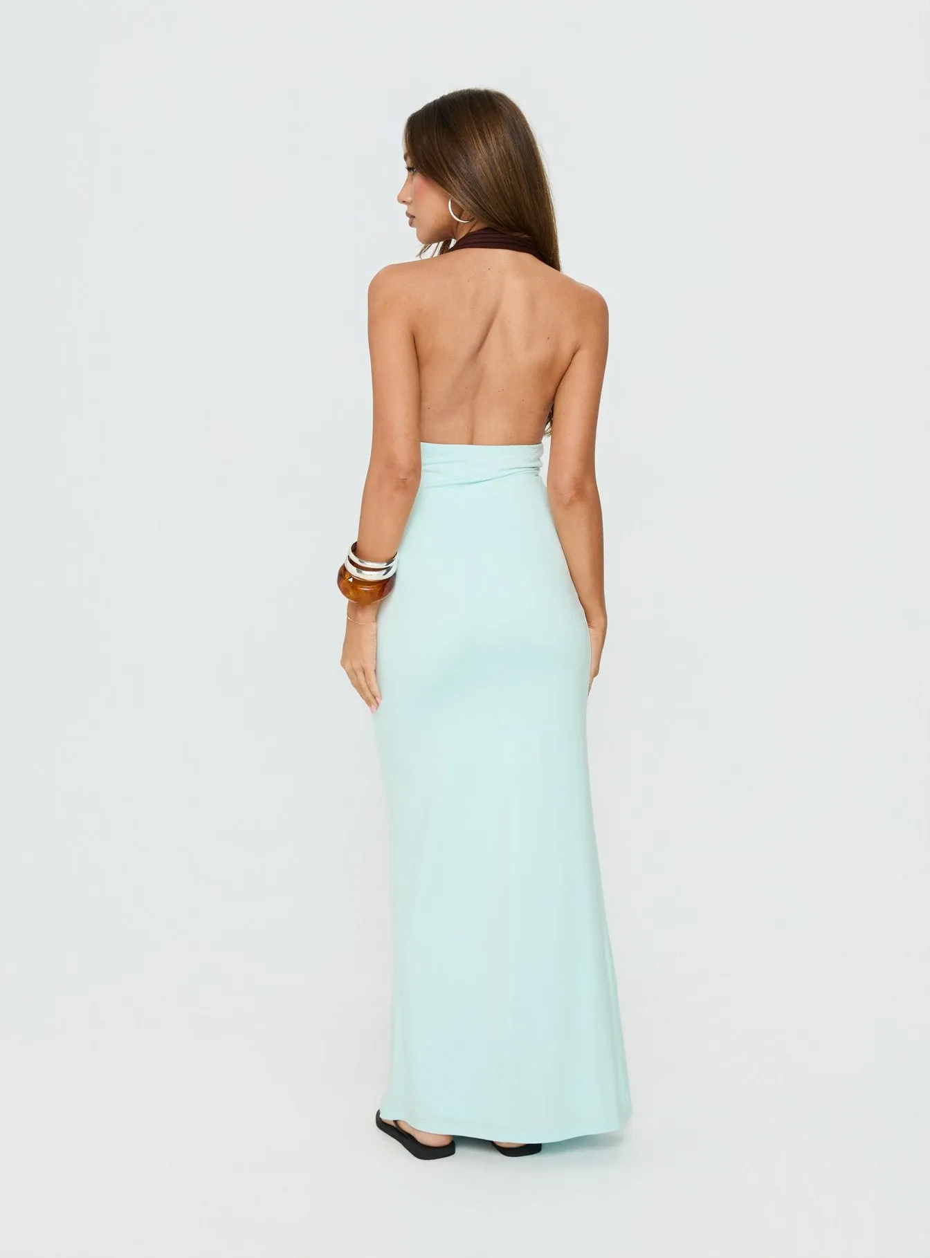 Dulzura Halter Maxi Dress Blue / Brown sold by Princess Polly product image thumbnail 4