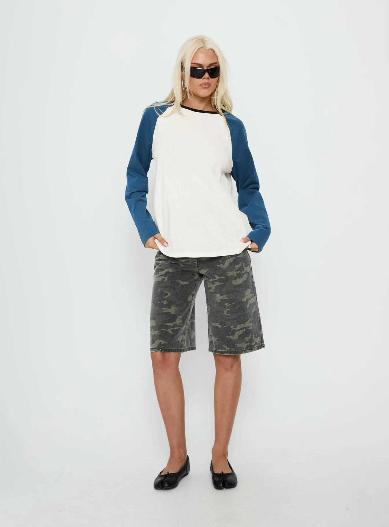 Kravitz Long Sleeve Baseball Raglan Top Blue sold by Princess Polly product image thumbnail 3