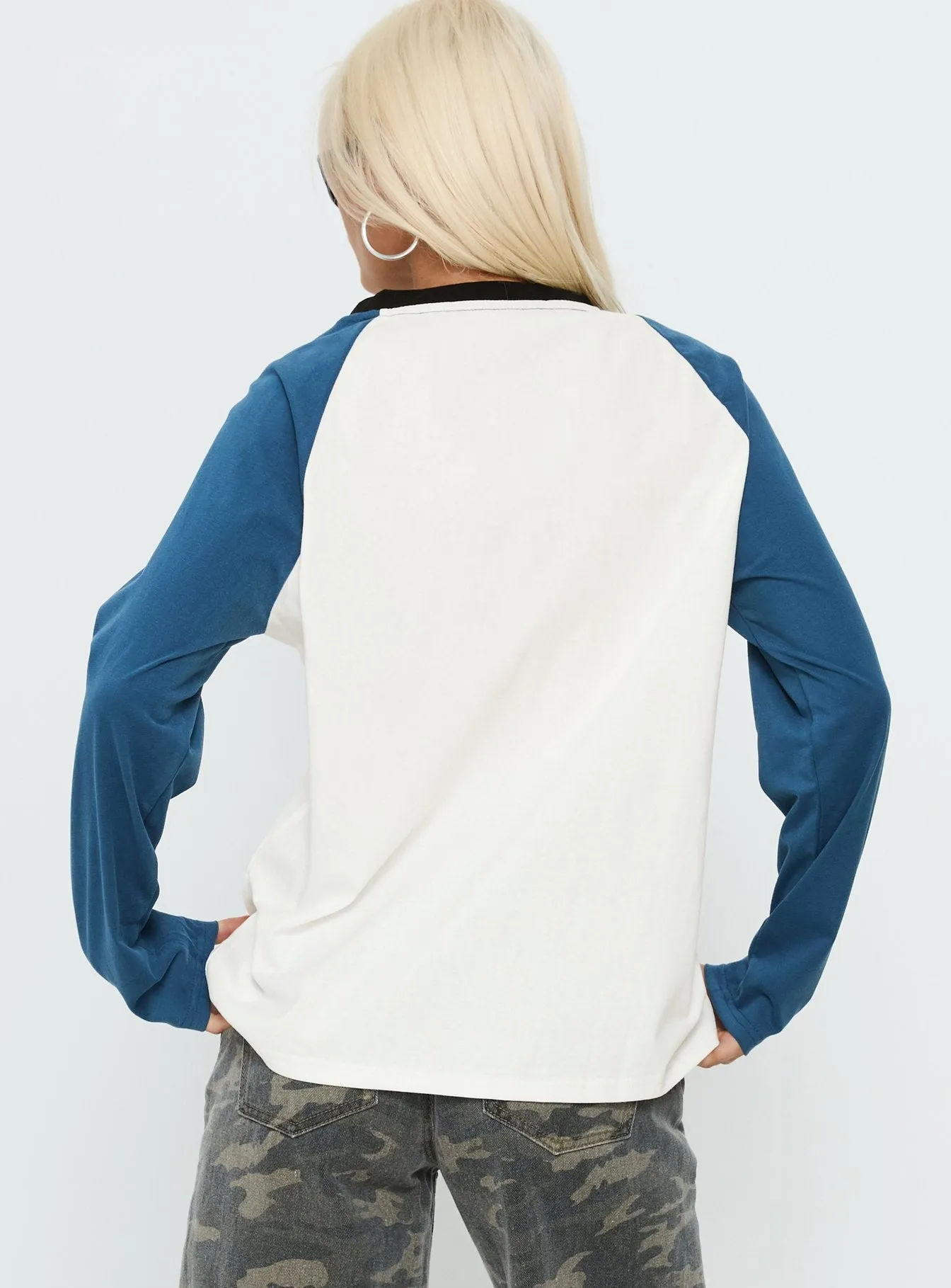 Kravitz Long Sleeve Baseball Raglan Top Blue sold by Princess Polly product image thumbnail 5
