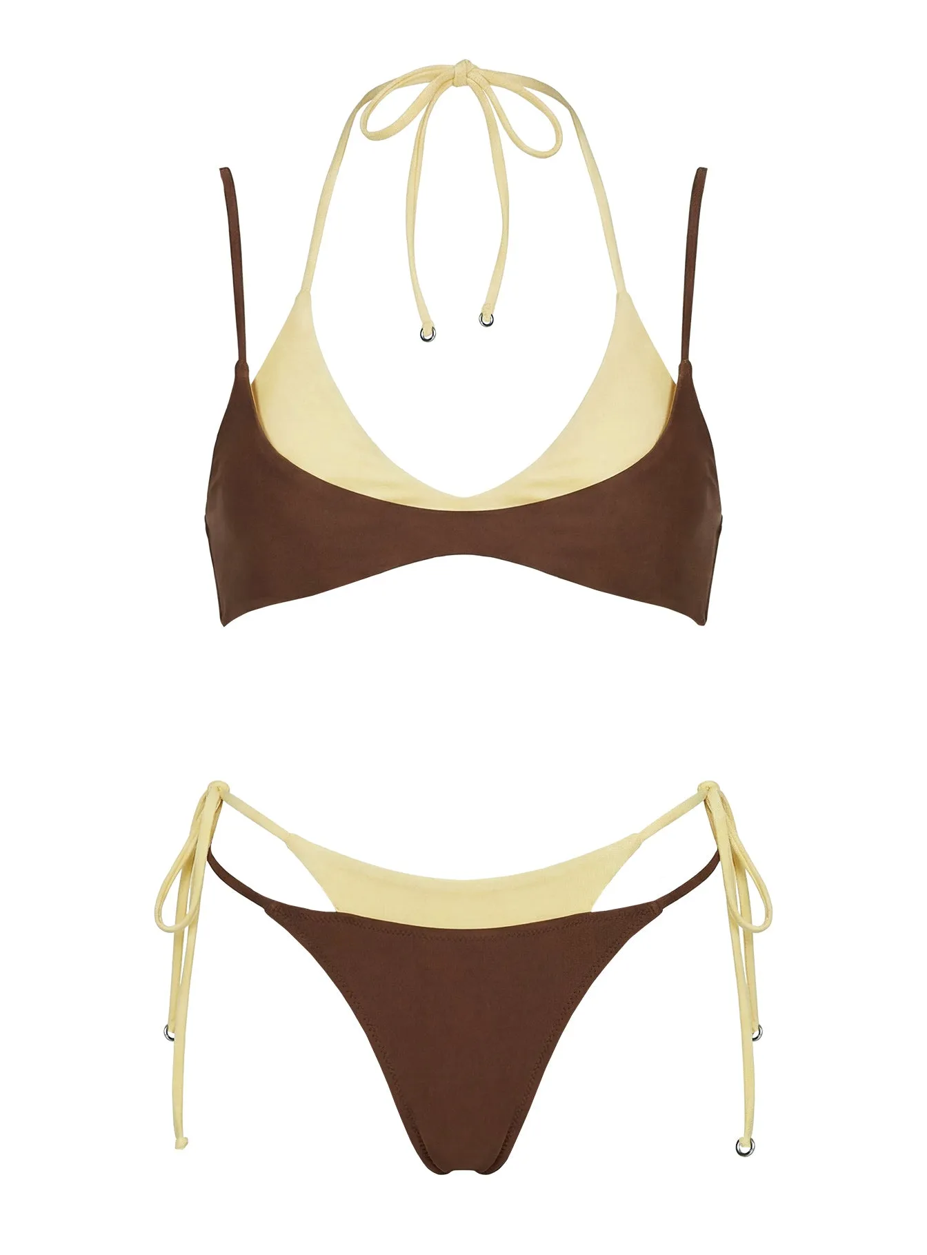 Andrei Layered Cheeky Bikini Bottoms Brown / Yellow sold by Princess Polly product image thumbnail 5
