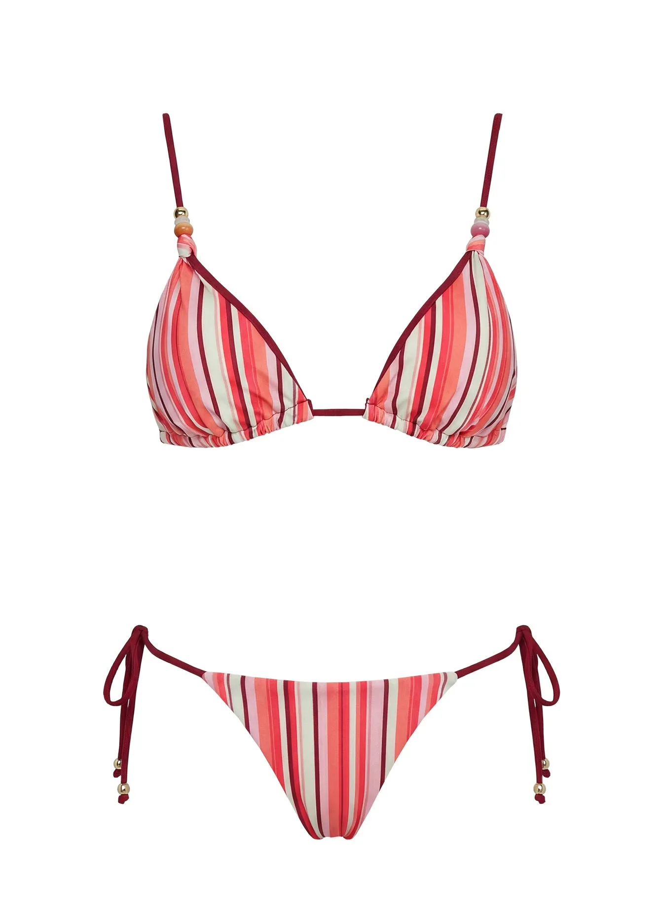 Darling Days Triangle Bead Detail Bikini Top Orange Stripe sold by Princess Polly product image thumbnail 5