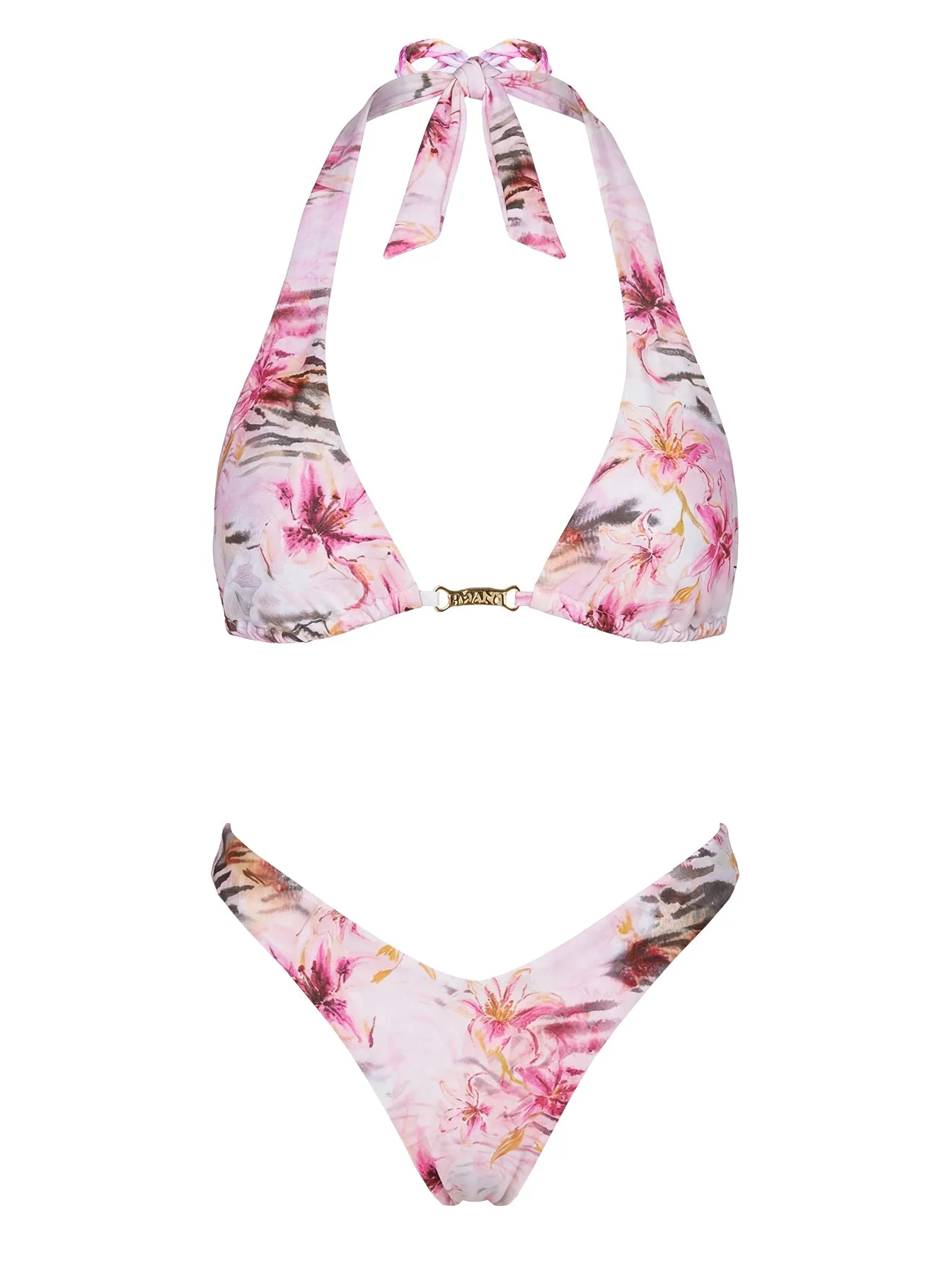 Lynea Halter Bikini Top Pink Animal Floral sold by Princess Polly product image thumbnail 5
