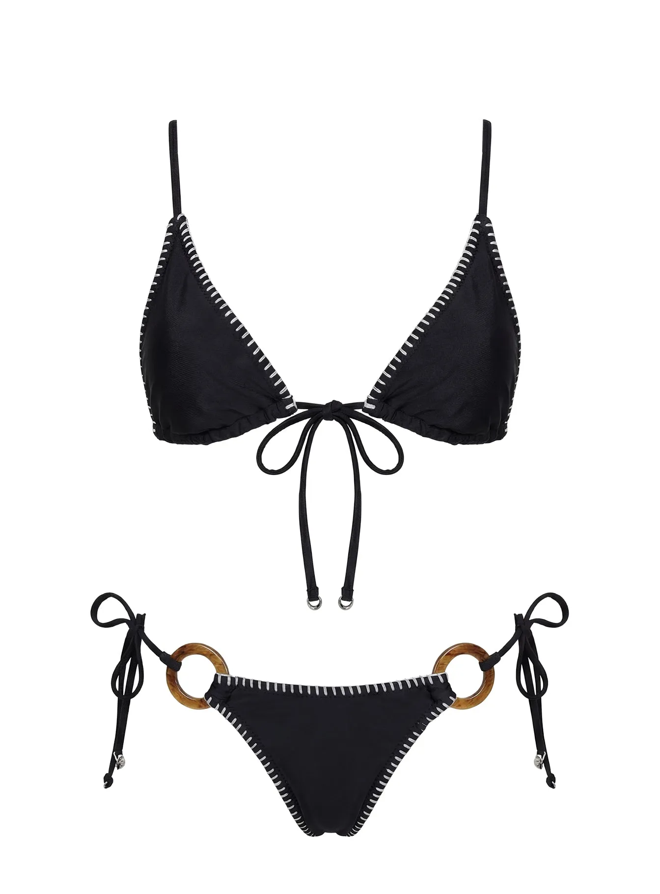 In The Sand Tie Front Ring Detail Bikini Top Black sold by Princess Polly product image thumbnail 5