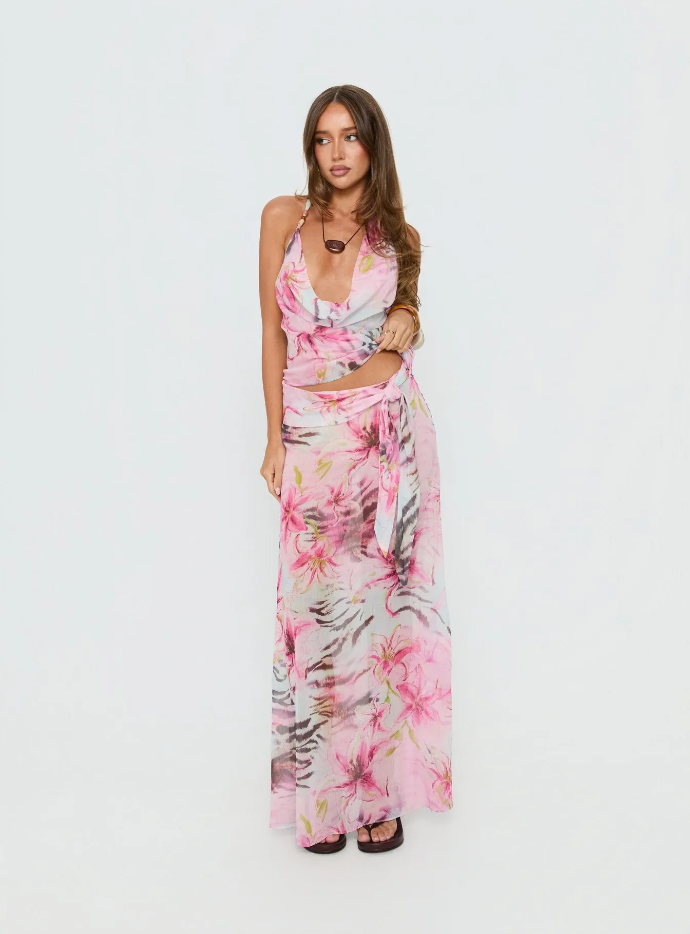 Karzi Chiffon Maxi Skirt Pink Floral sold by Princess Polly product image thumbnail 2