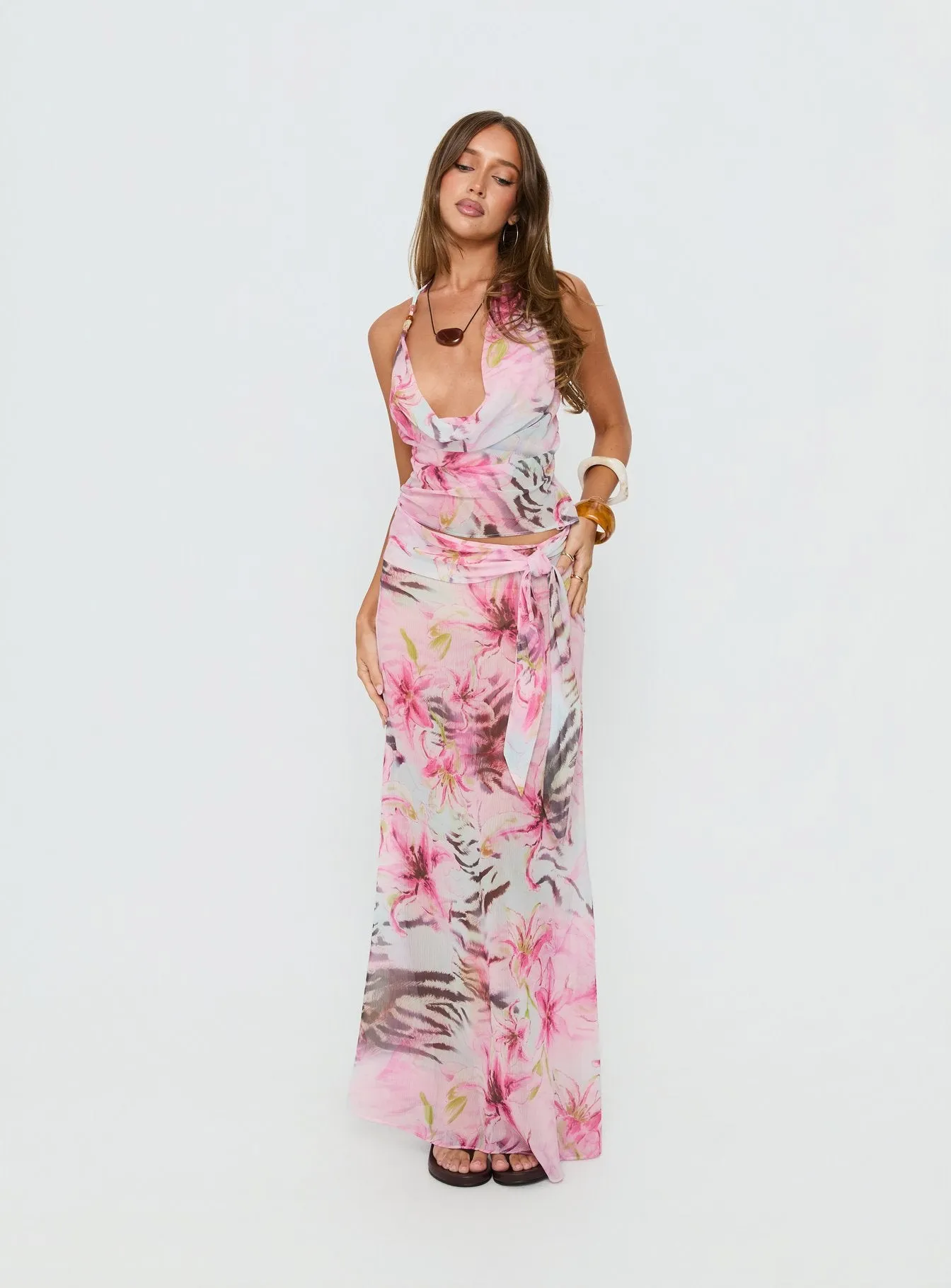 Karzi Chiffon Maxi Skirt Pink Floral sold by Princess Polly product image thumbnail 3