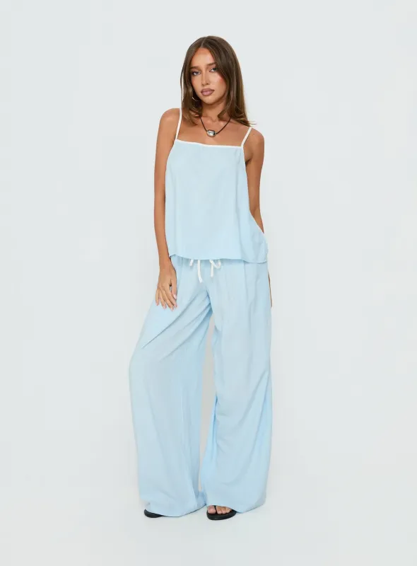 Nolei Contrast Pants Set Blue / White made by Princess Polly