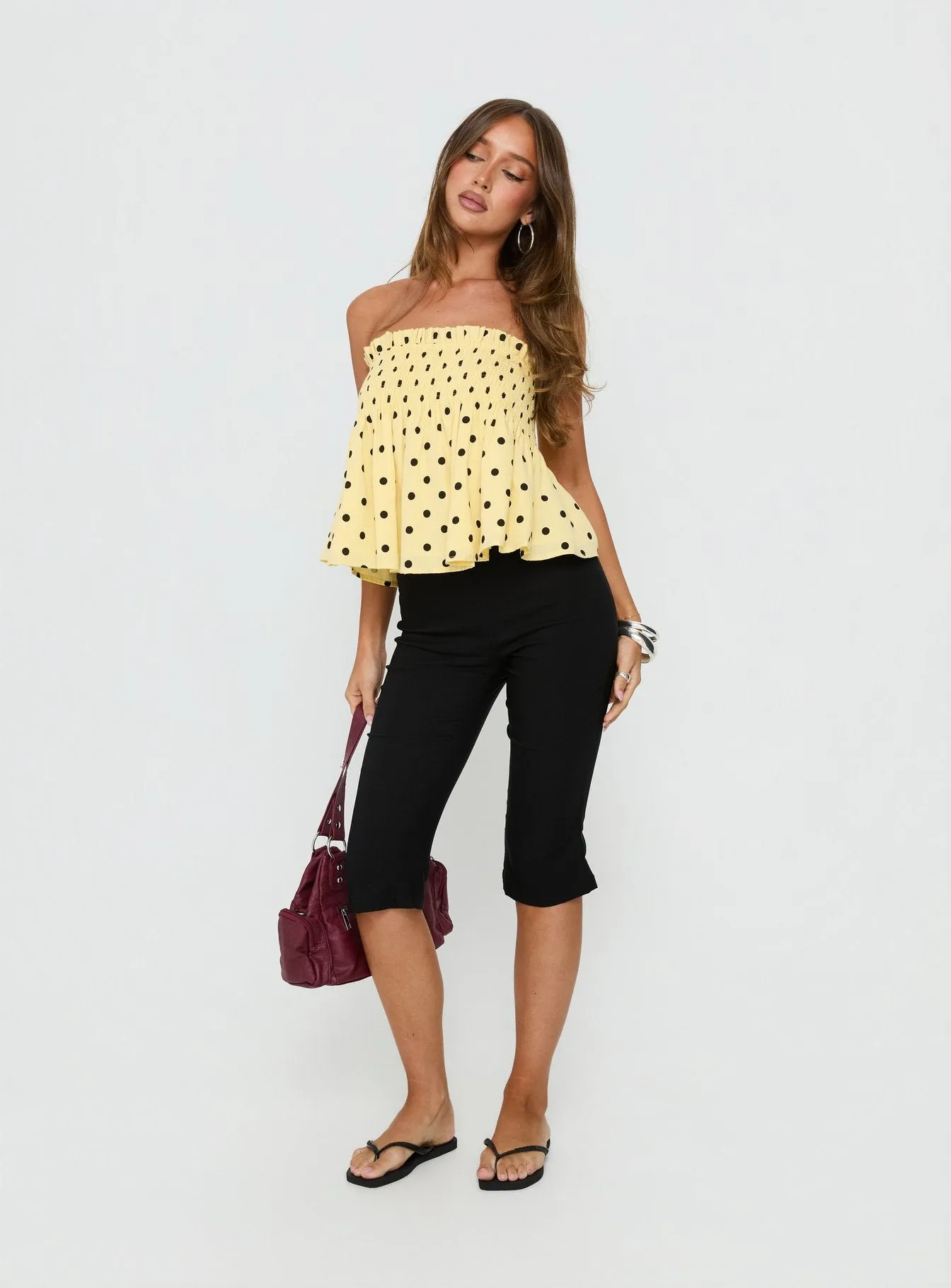 Peachy Keen Frill Cami Top Yellow Polka Dot sold by Princess Polly product image thumbnail 3