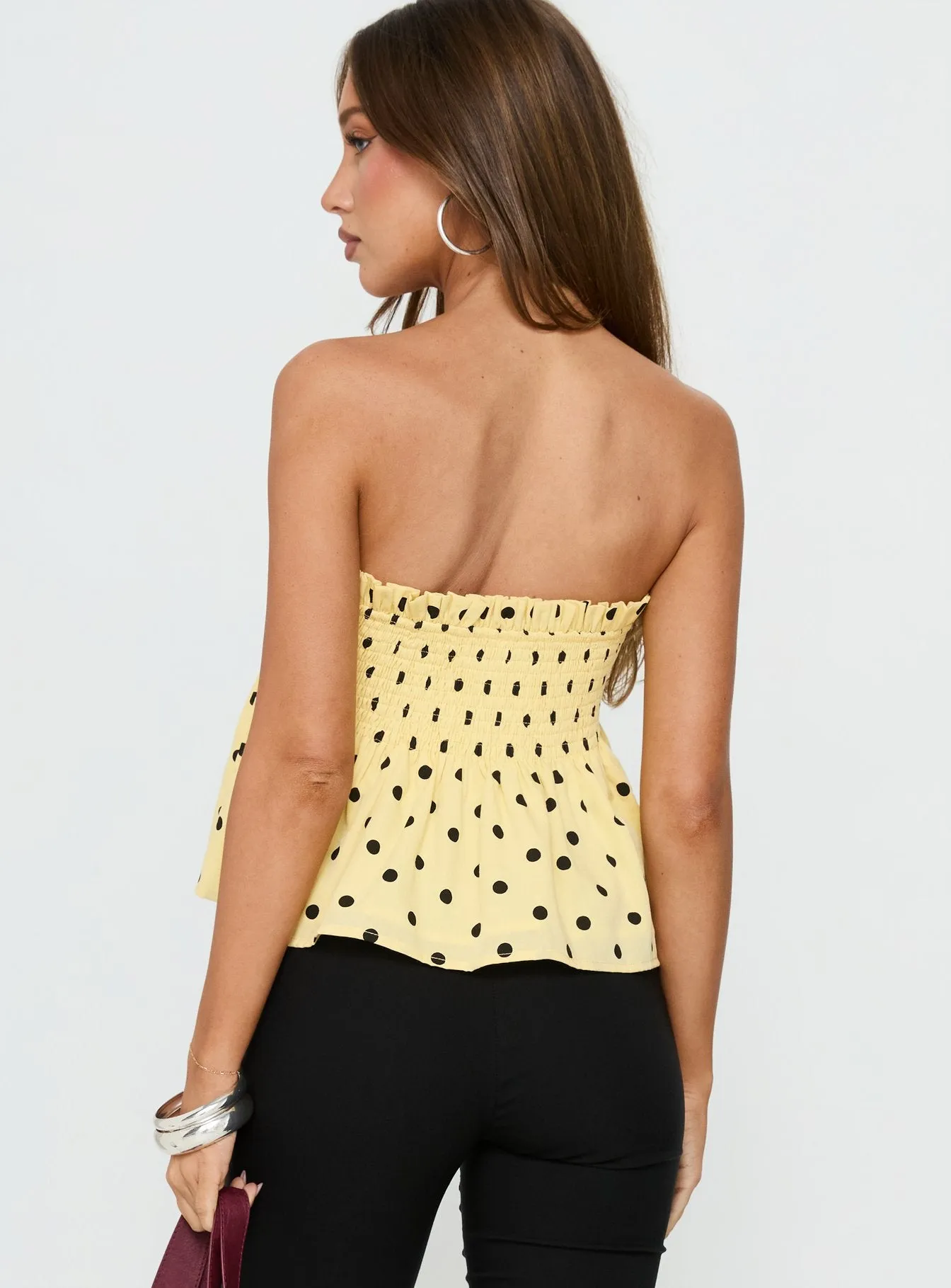Peachy Keen Frill Cami Top Yellow Polka Dot sold by Princess Polly product image thumbnail 5