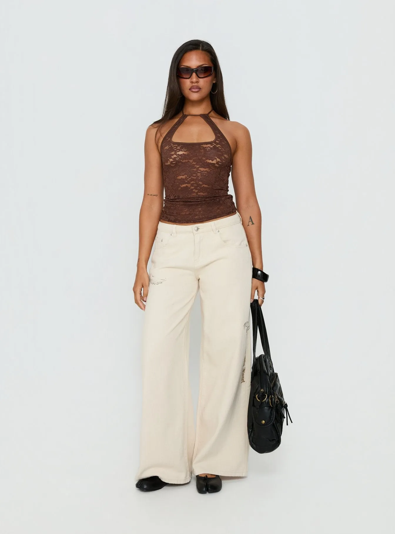 Than Forever Love Graphic Denim Jeans Cream sold by Princess Polly product image thumbnail 3