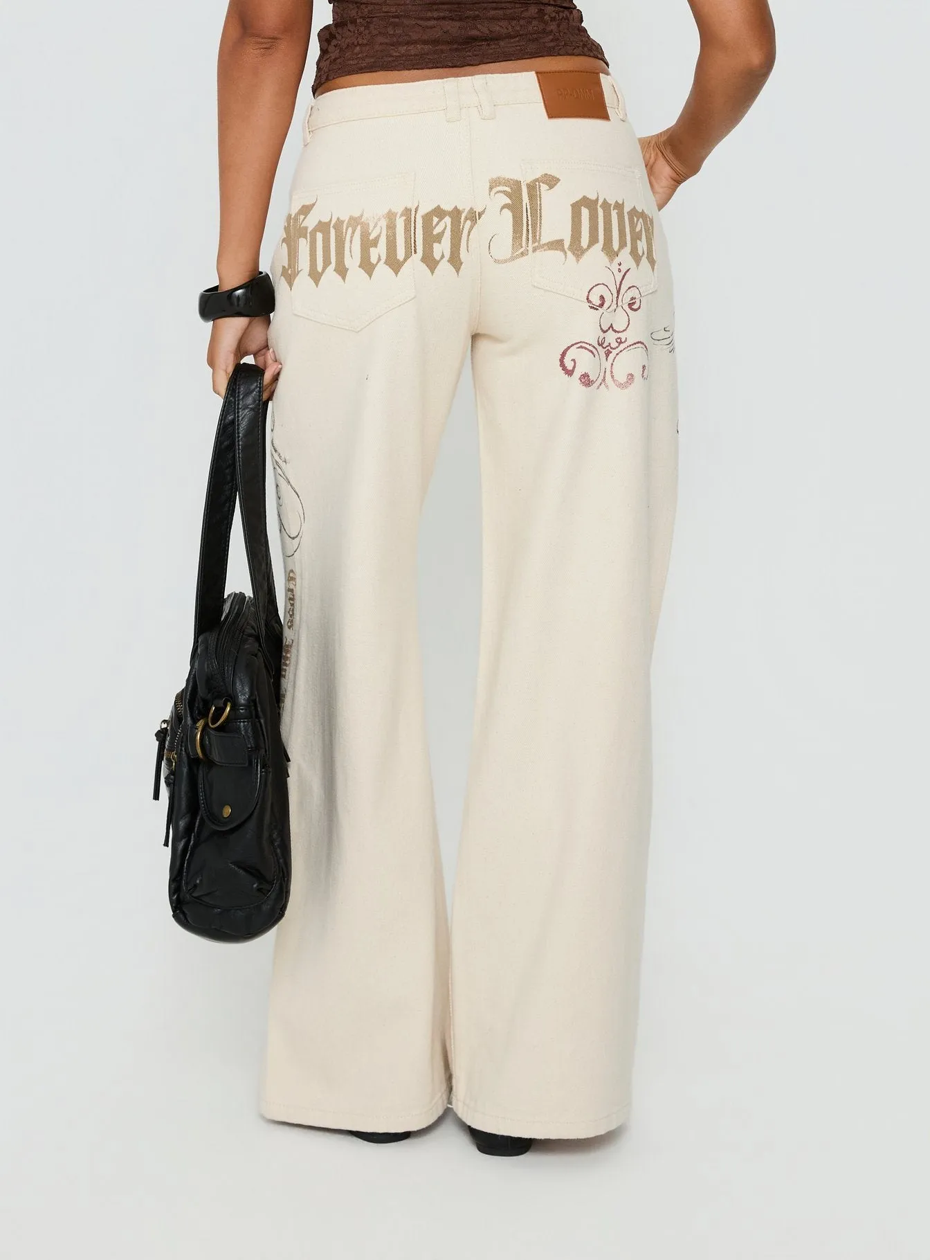 Than Forever Love Graphic Denim Jeans Cream sold by Princess Polly product image thumbnail 2
