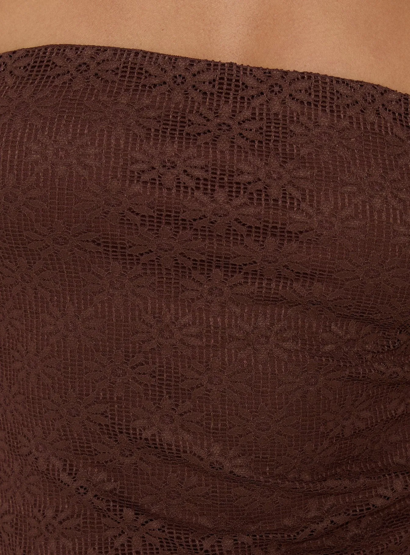 Cavalier Strapless Lace Mini Dress Chocolate sold by Princess Polly product image thumbnail 5