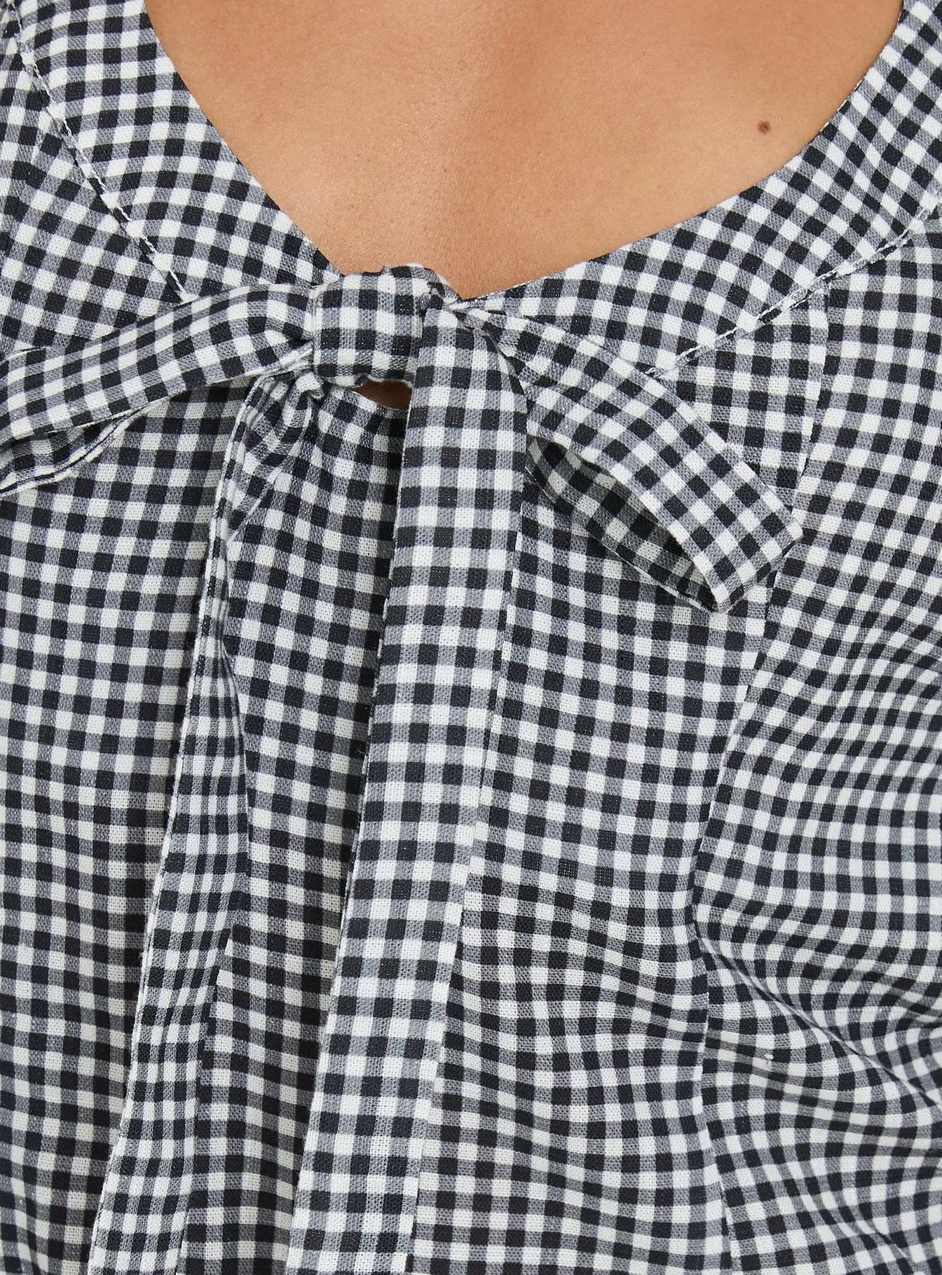 Puzzle Pieces Tie Detail Halter Top Black / White Gingham sold by Princess Polly product image thumbnail 5