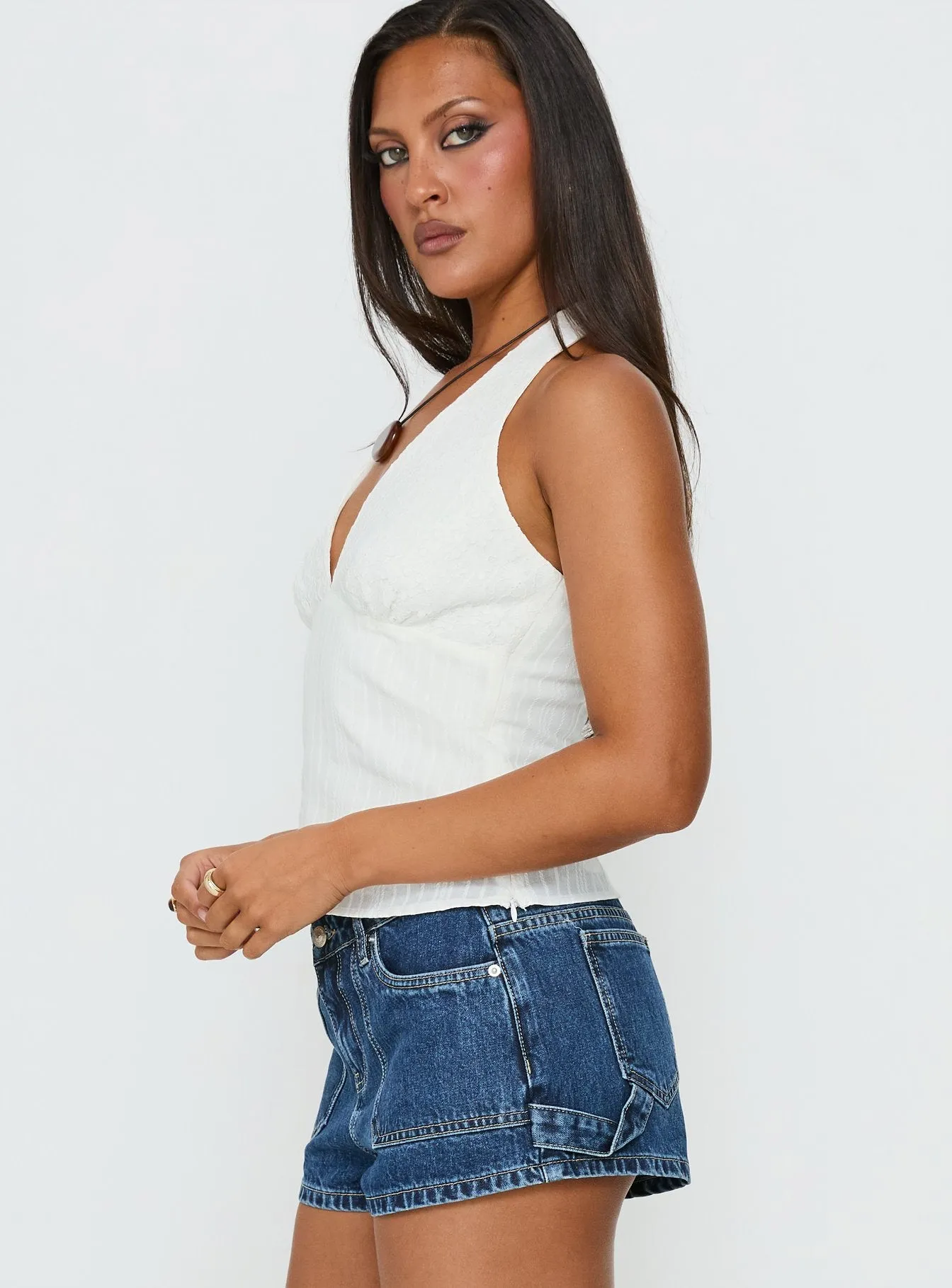 Alaskah Textured Halter Top White sold by Princess Polly product image thumbnail 4