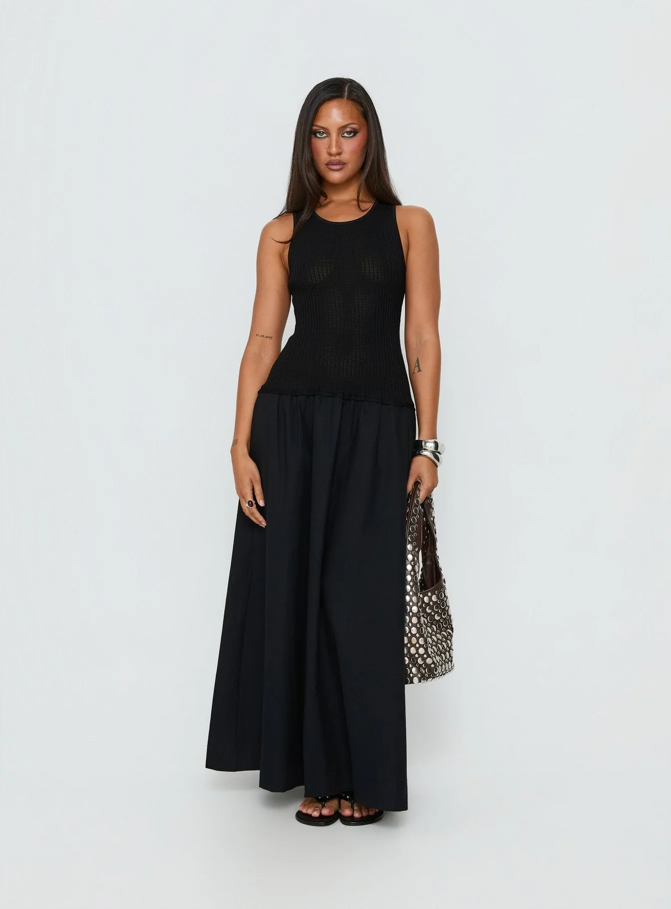 Carlene Shirred Drop Waist Maxi Dress Black sold by Princess Polly product image thumbnail 2