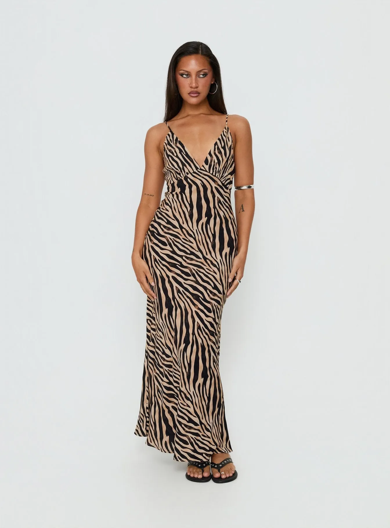 Cherilynn V Neck Maxi Dress Zebra sold by Princess Polly