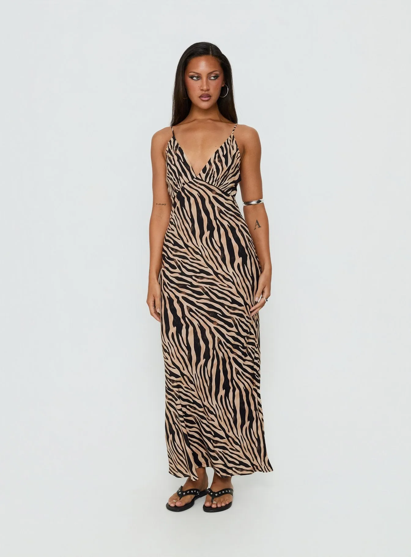 Cherilynn V Neck Maxi Dress Zebra sold by Princess Polly product image thumbnail 2